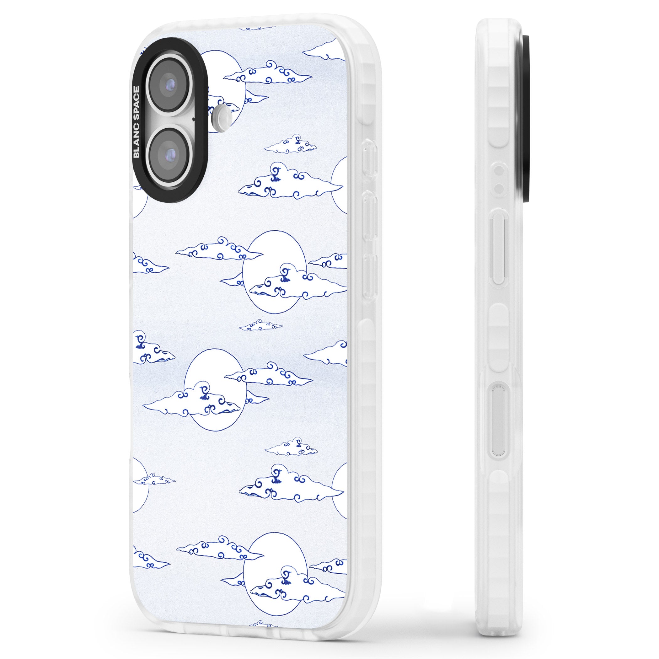 Moon & Clouds iPhone 17 Impact Clear Phone Case Side Profile