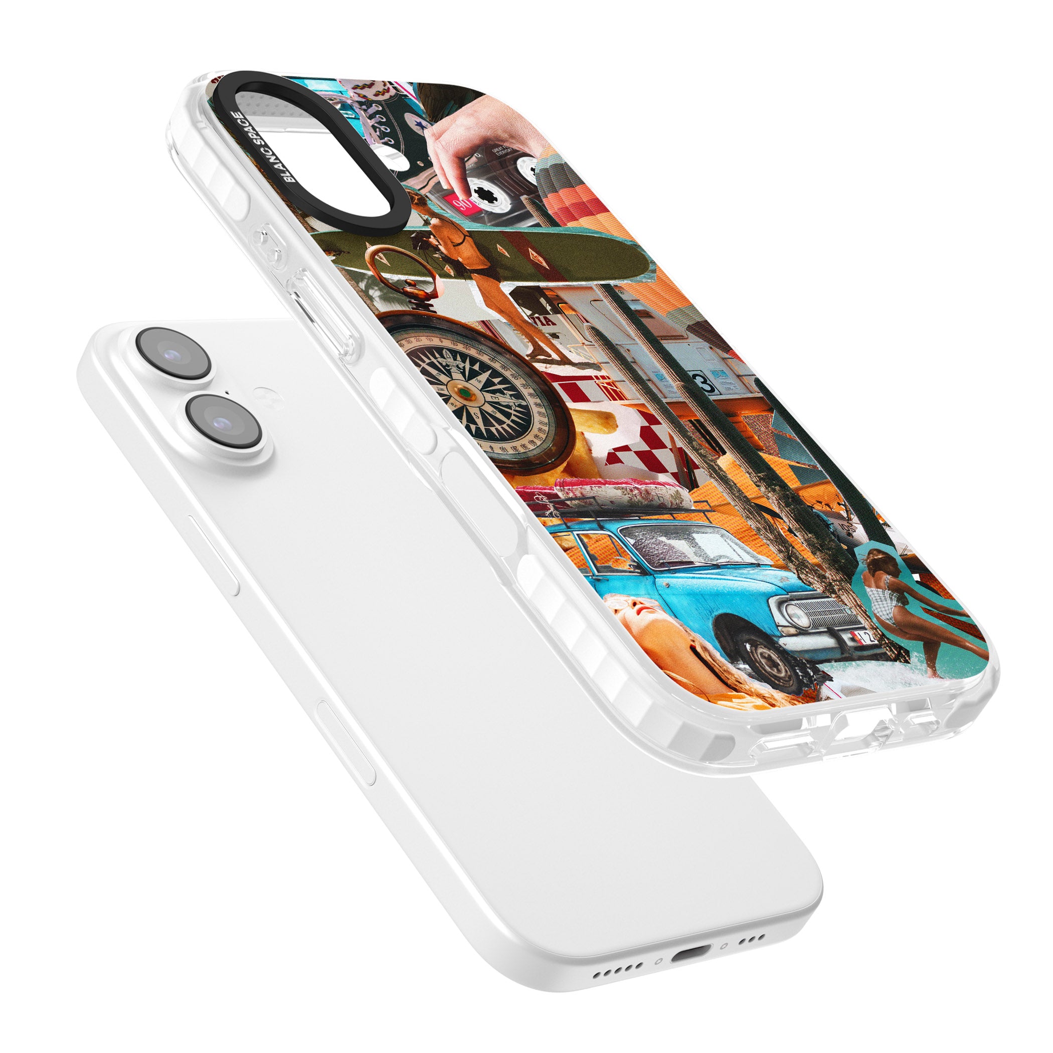 Vintage Collage: Road Trip iPhone 17 Impact Clear Phone Case Colours