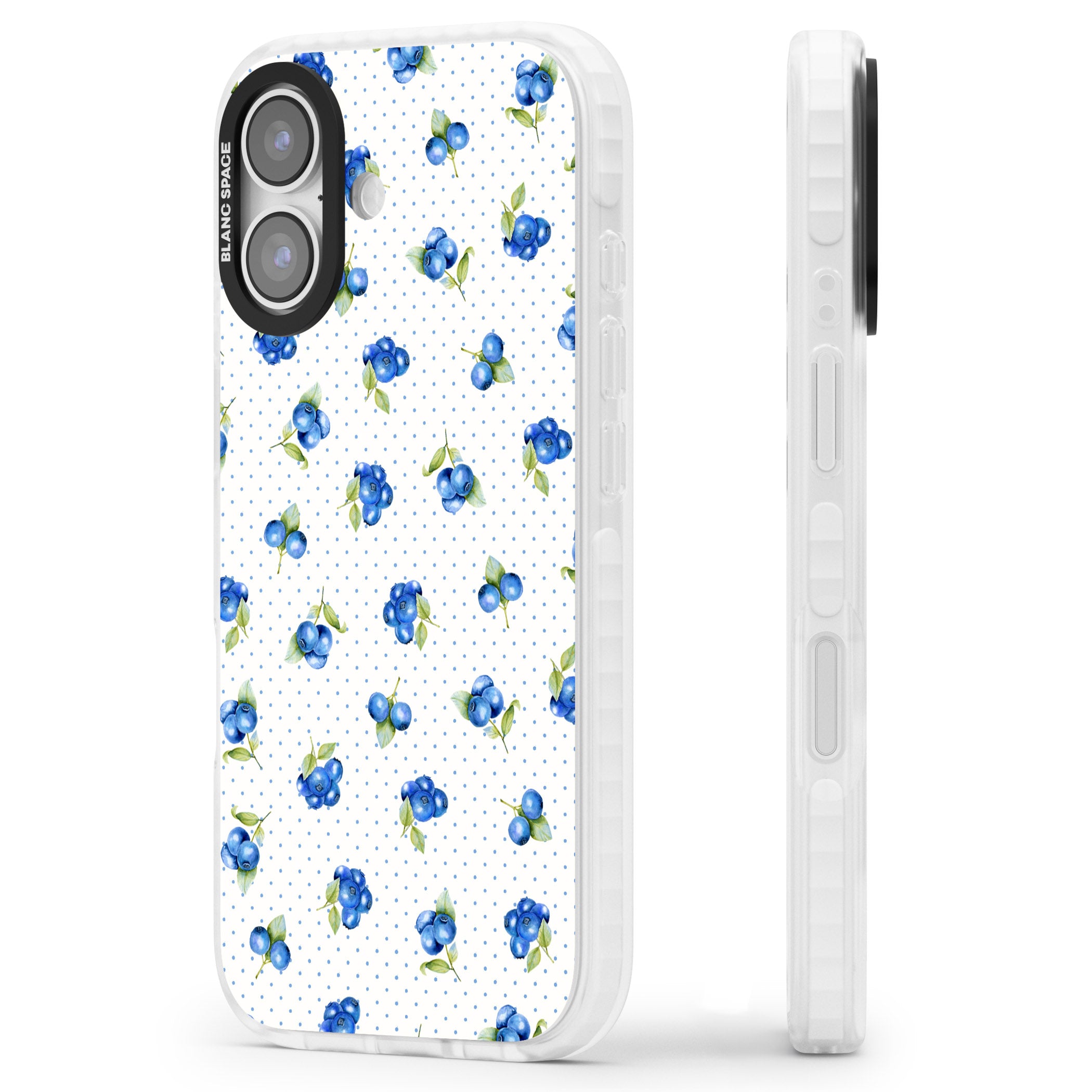 Blueberry Picnic iPhone 17 Impact Clear Phone Case Side Profile