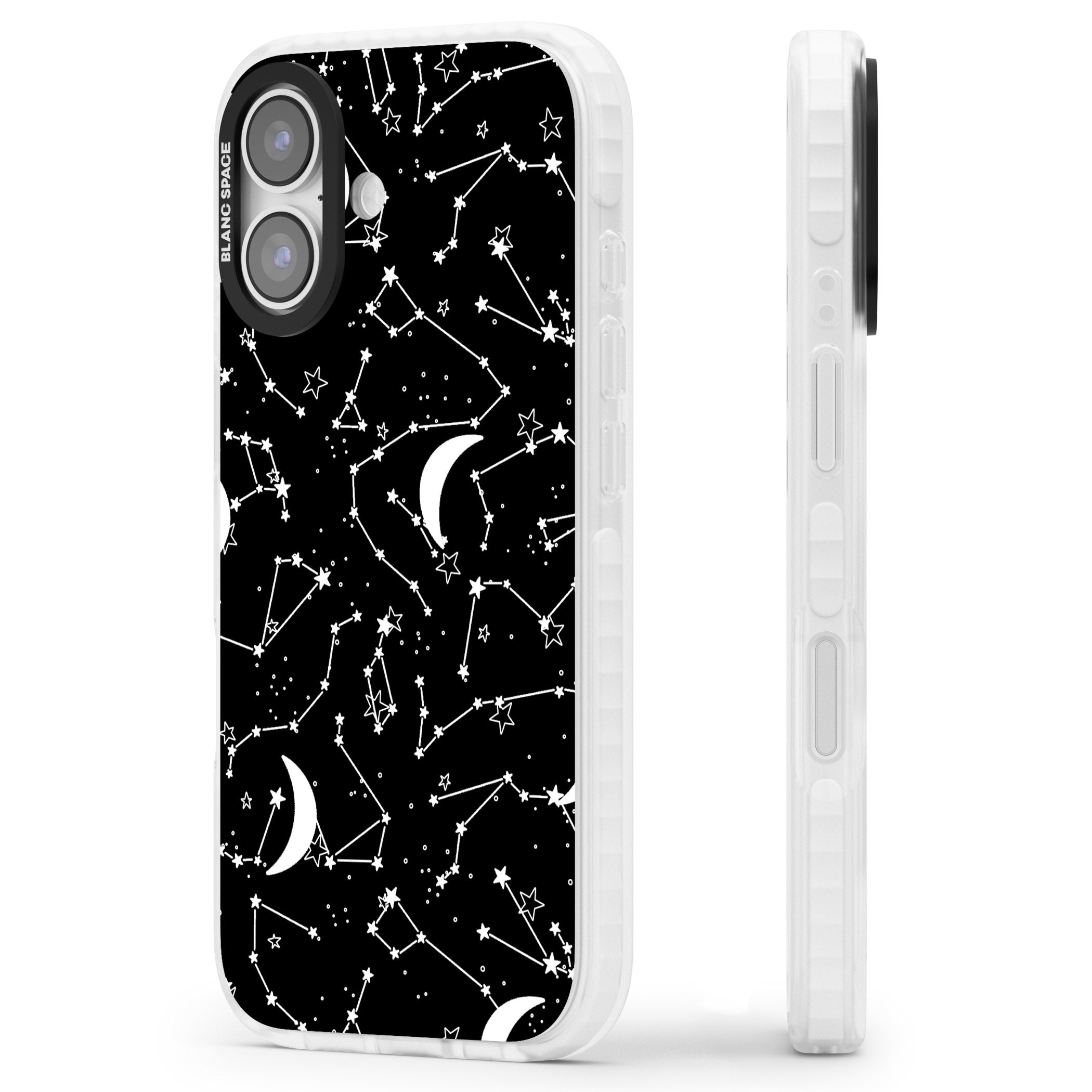 Black Celestial Constellations iPhone 17 Impact Clear Phone Case Side Profile