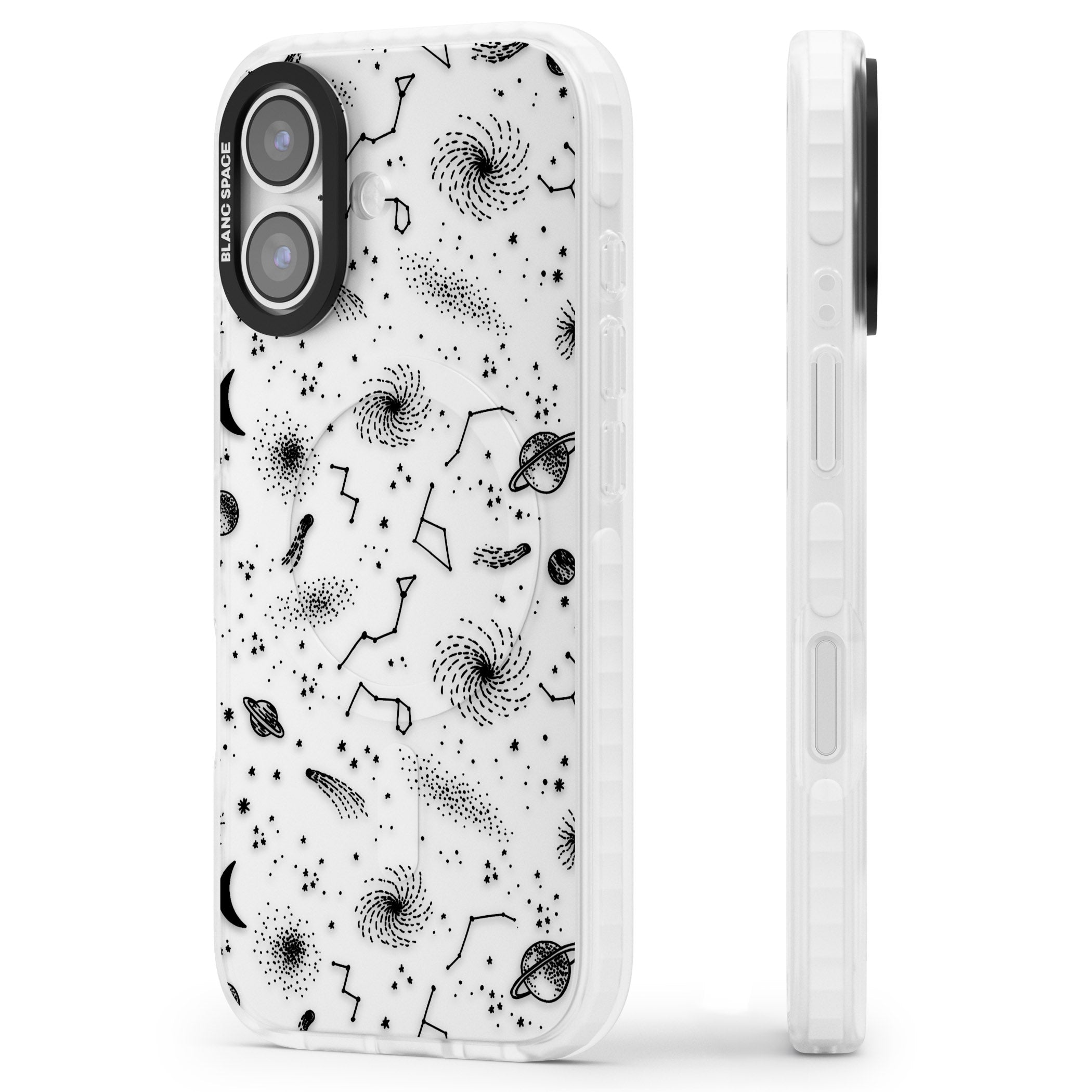 Galactic Sketch iPhone 17 Impact Clear Phone Case Side Profile