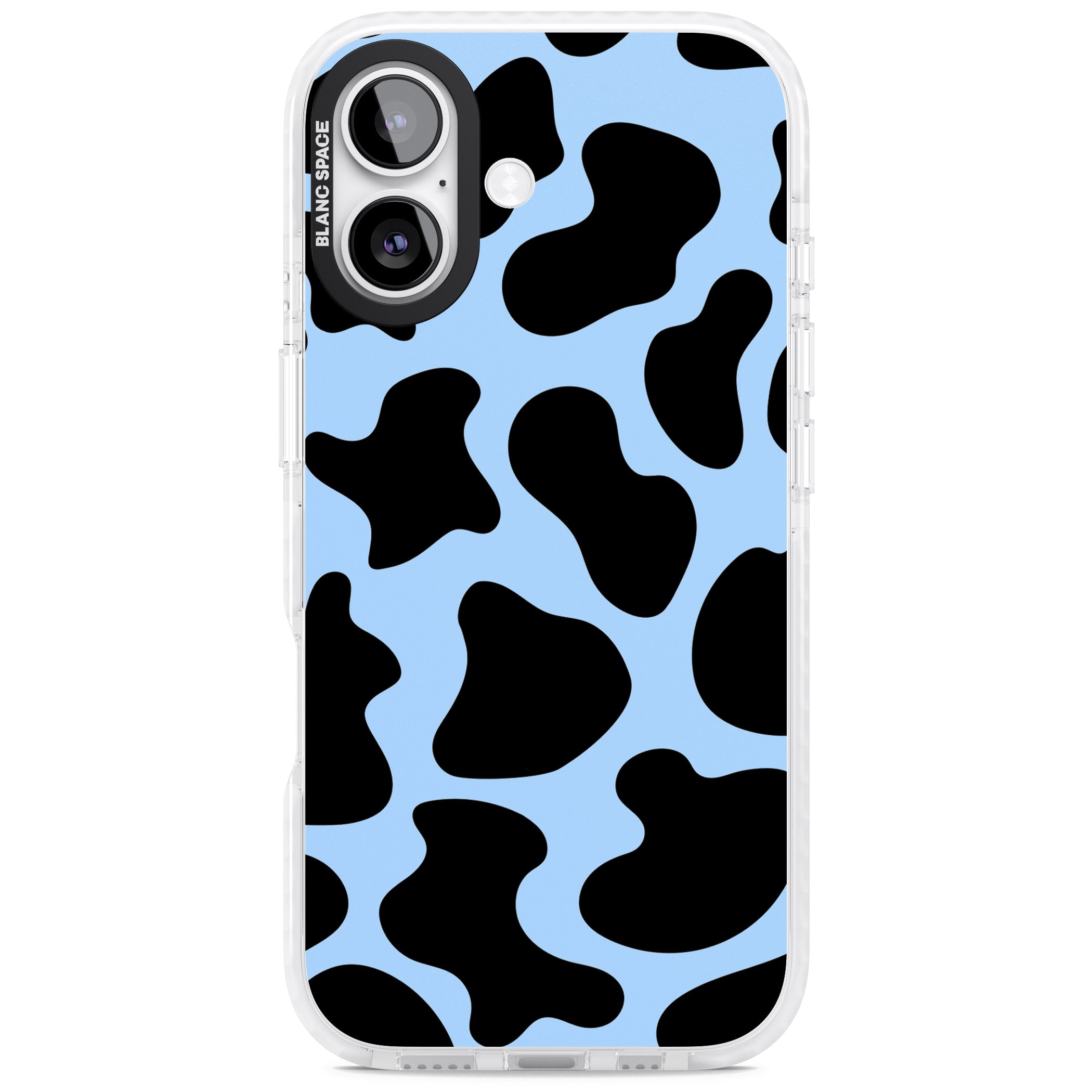 Blue And Black Cow Print iPhone 17 Impact Clear Phone Case