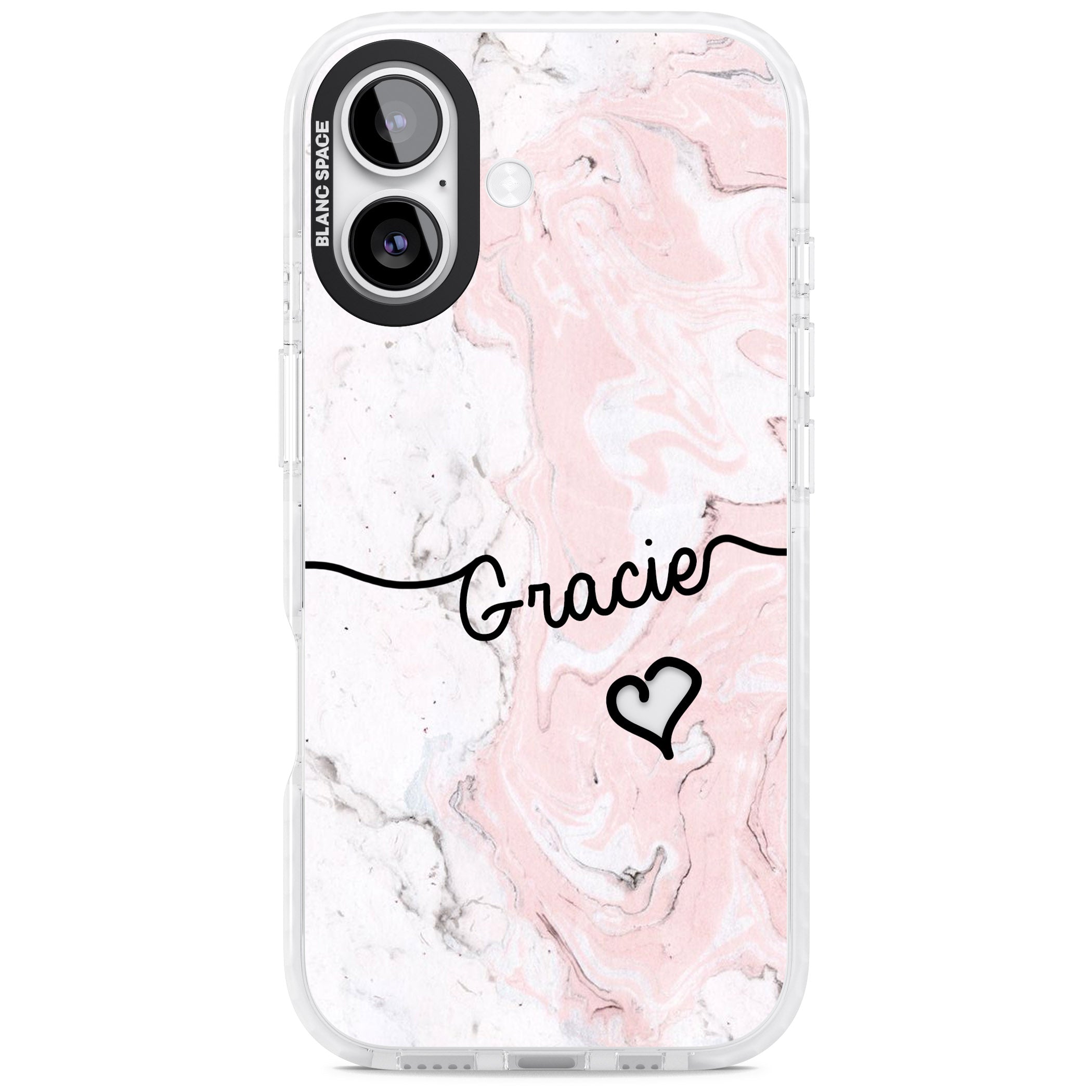 Personalised Pink Marble iPhone 17 Impact Clear Phone Case