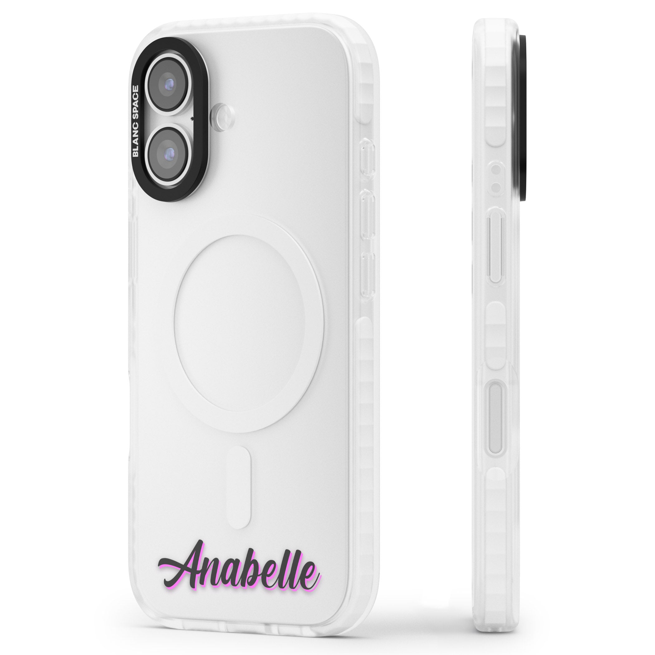 Personalised Cute Bottom Name iPhone 17 Impact Clear Phone Case Side Profile