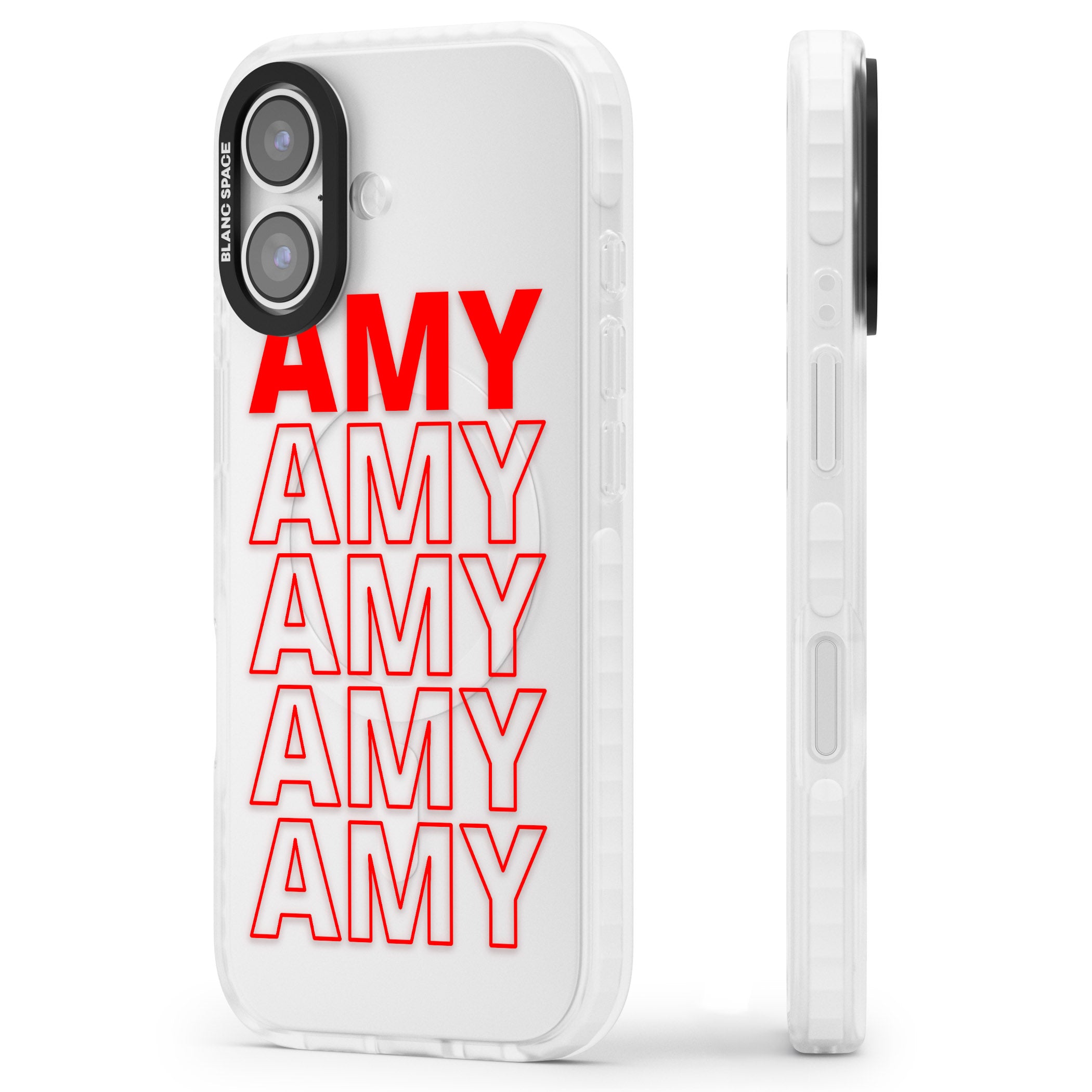 Personalised Bold Name Repeat iPhone 17 Impact Clear Phone Case Side Profile