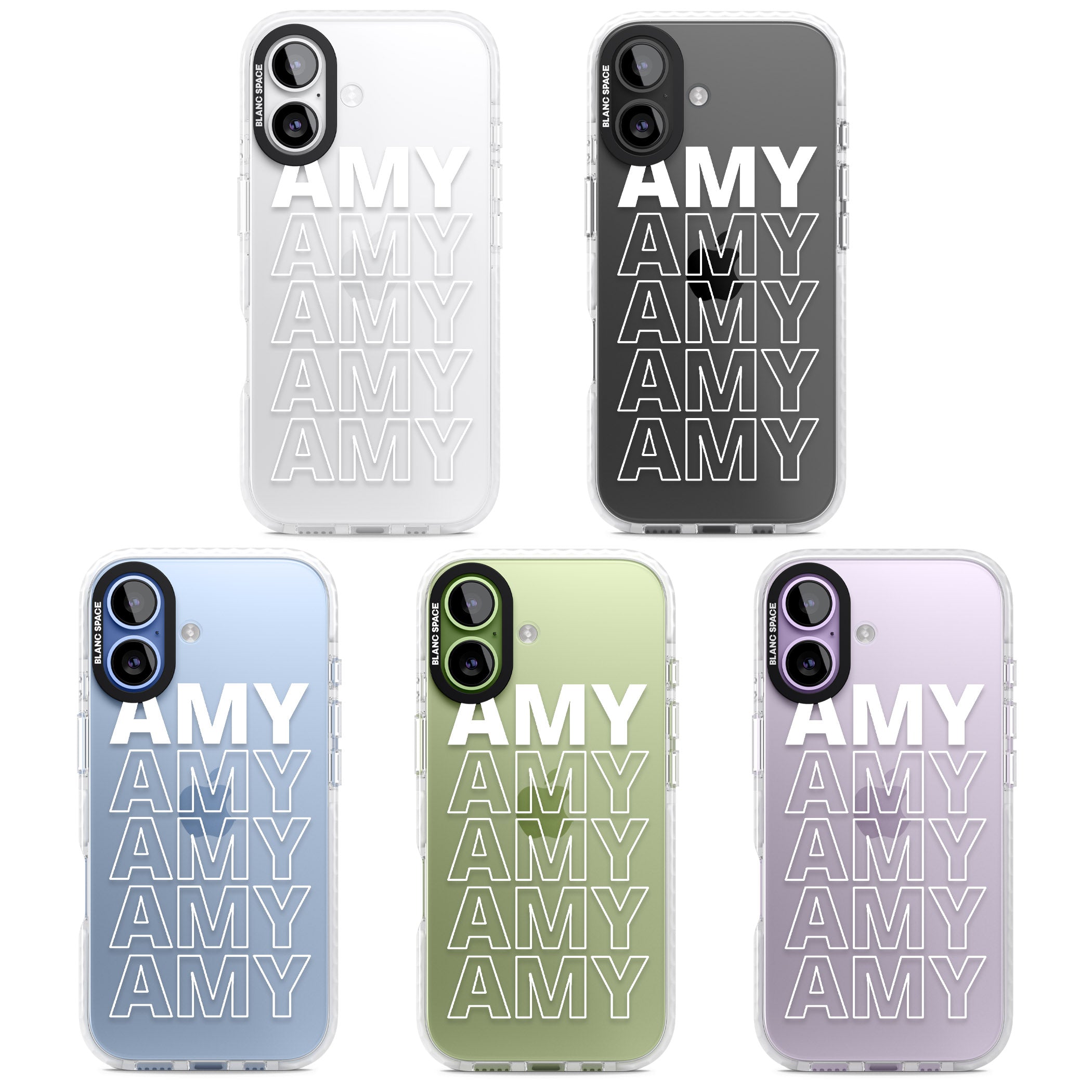 Personalised Bold Name Repeated iPhone 17 Impact Clear Phone Case APT Impact Protection