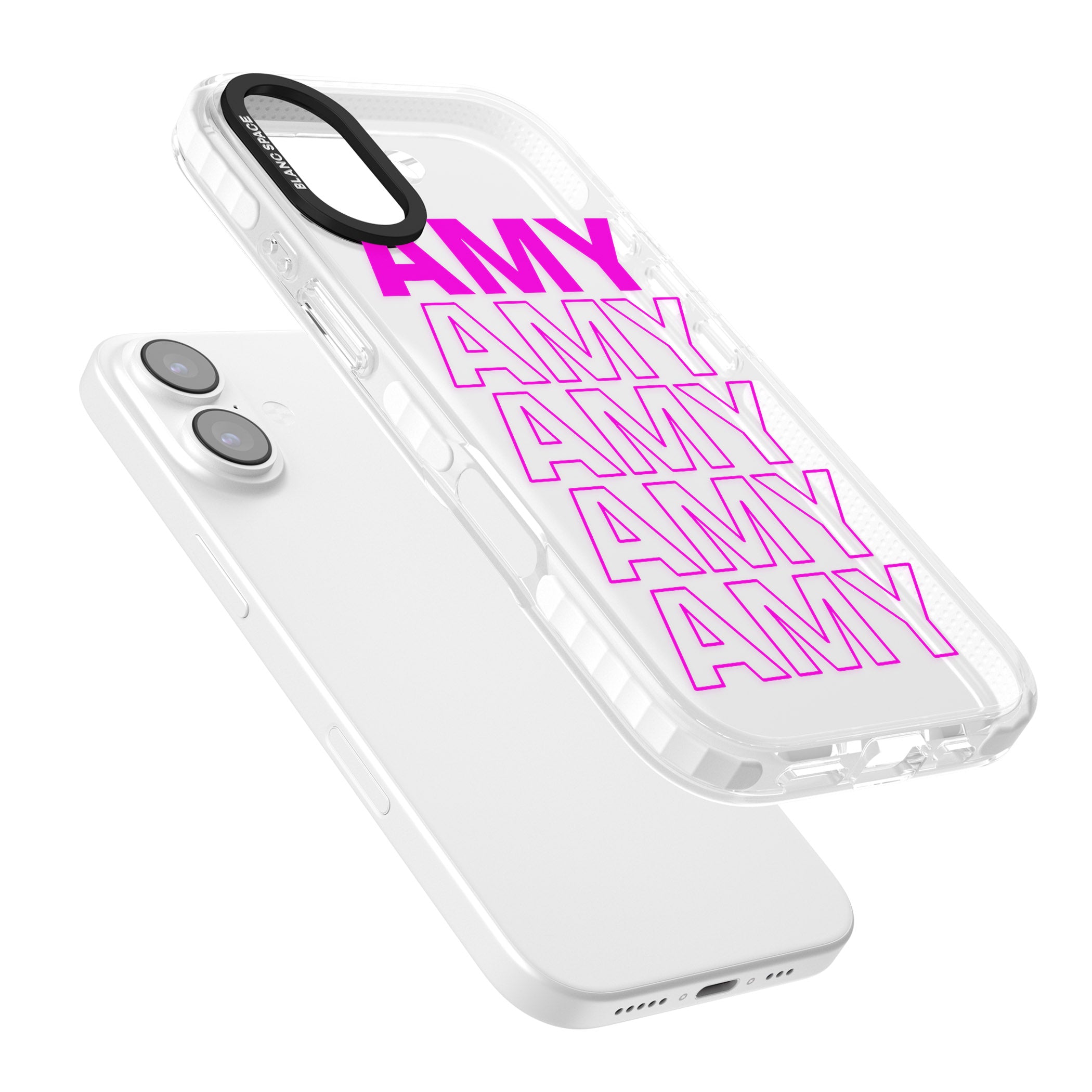 Personalised Bold Repeated Name iPhone 17 Impact Clear Phone Case Colours