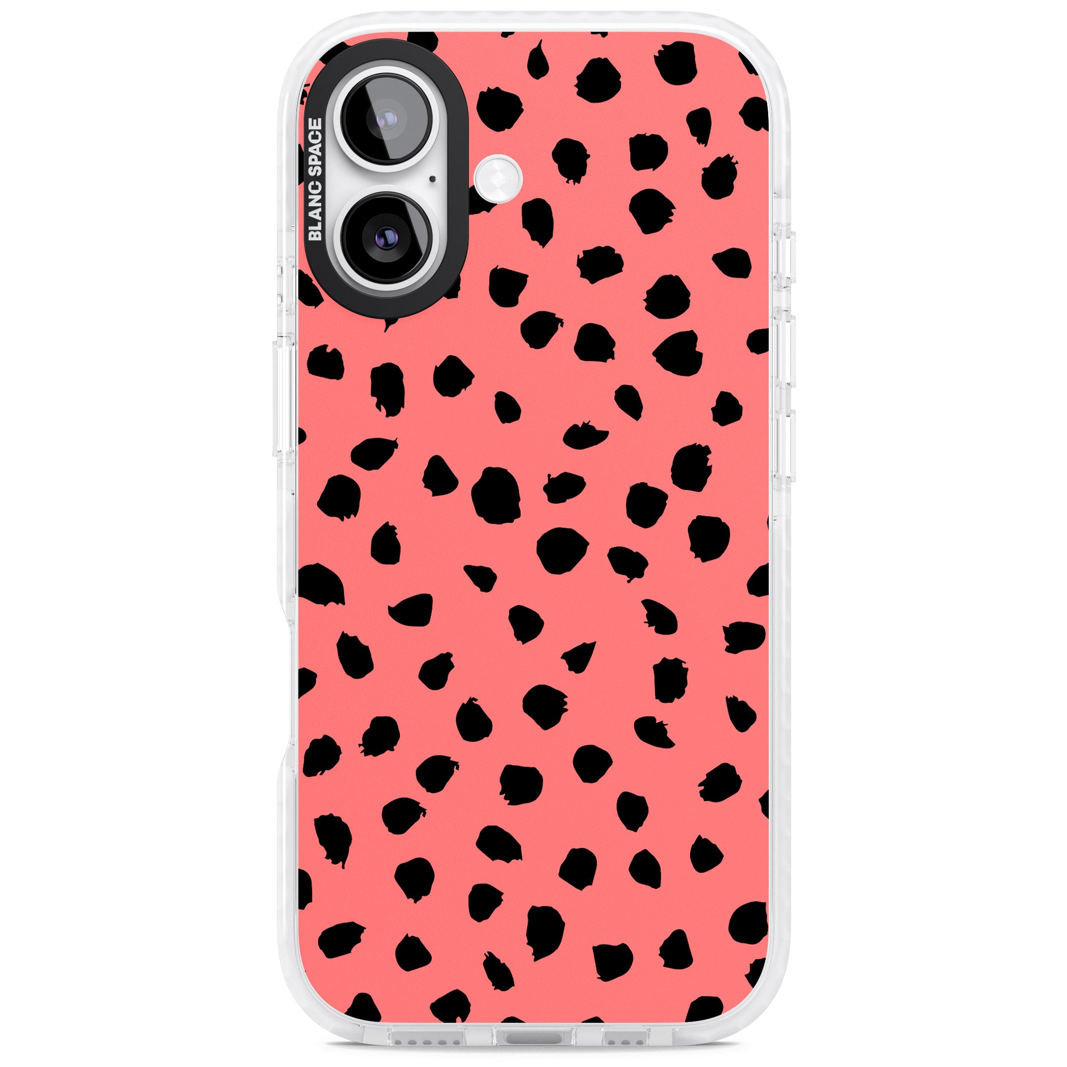 Black Dalmatian Spots On Coral iPhone 17 Impact Clear Phone Case