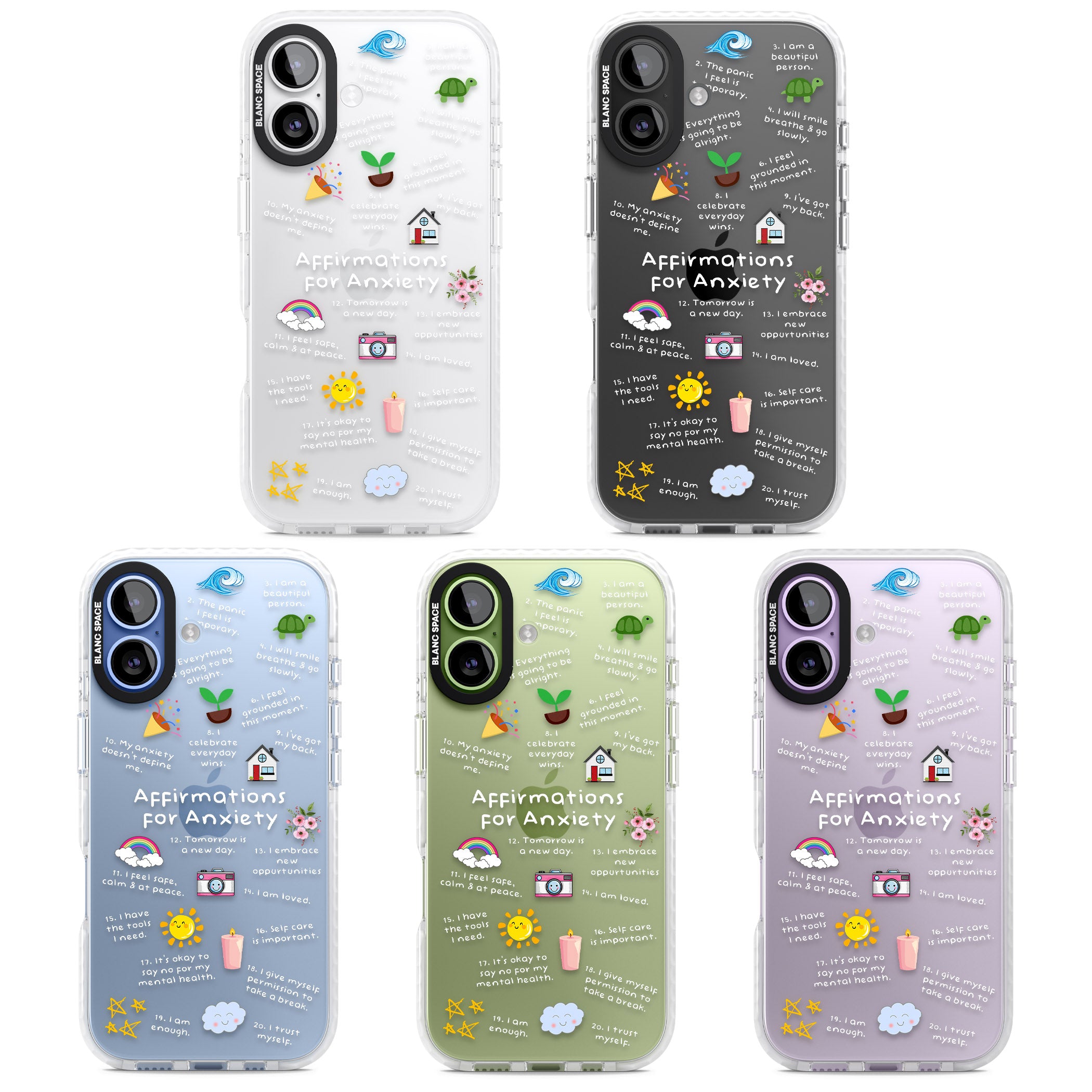 Anxiety White Text iPhone 17 Impact Clear Phone Case APT Impact Protection