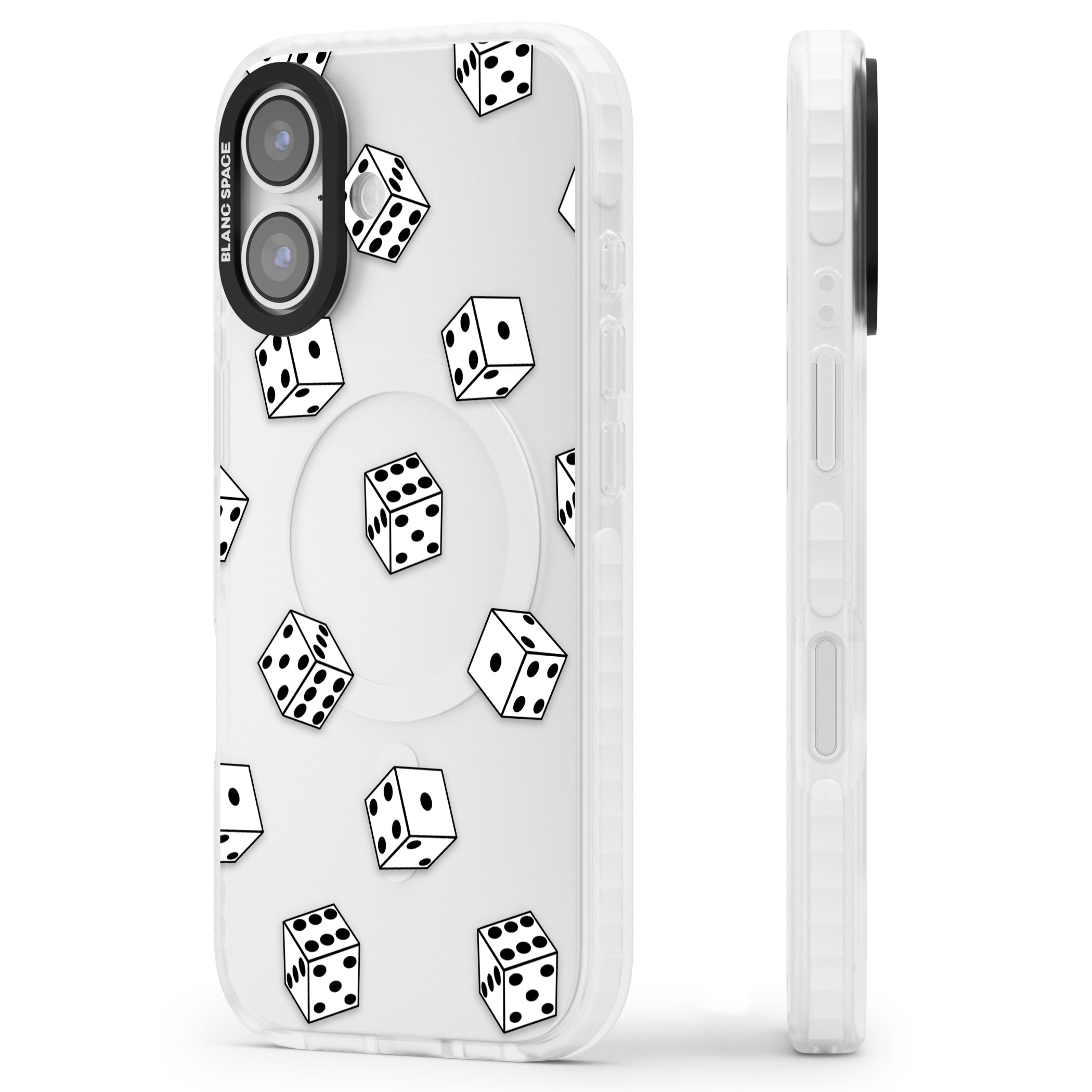 Clear Dice Pattern iPhone 17 Impact Clear Phone Case Side Profile