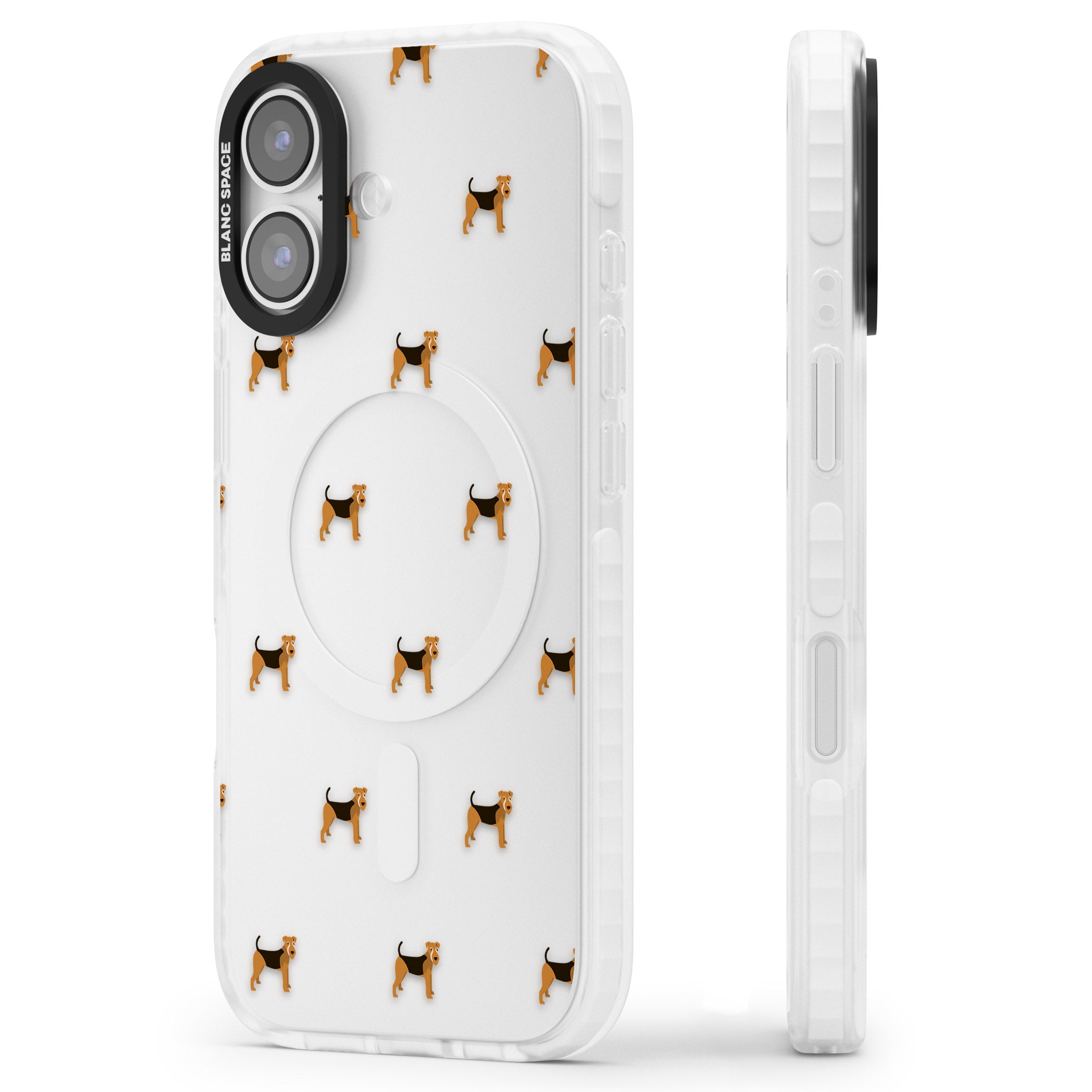Airedale Terrier Dog Pattern iPhone 17 Impact Clear Phone Case Side Profile