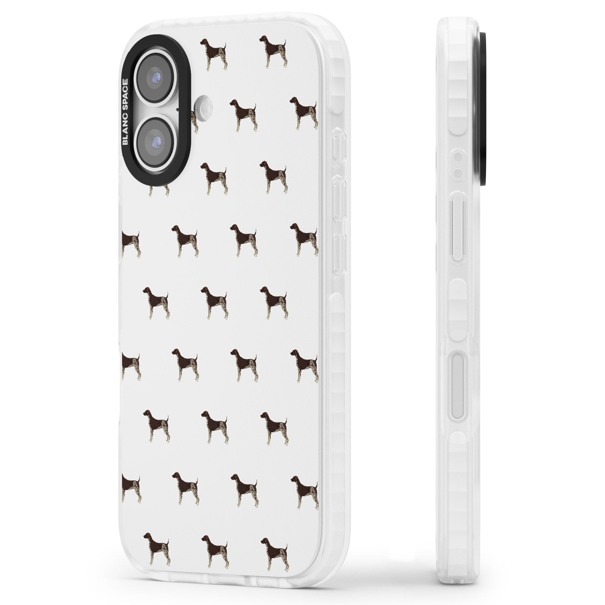 German Shorthaired Pointer Pattern iPhone 17 Impact Clear Phone Case Side Profile