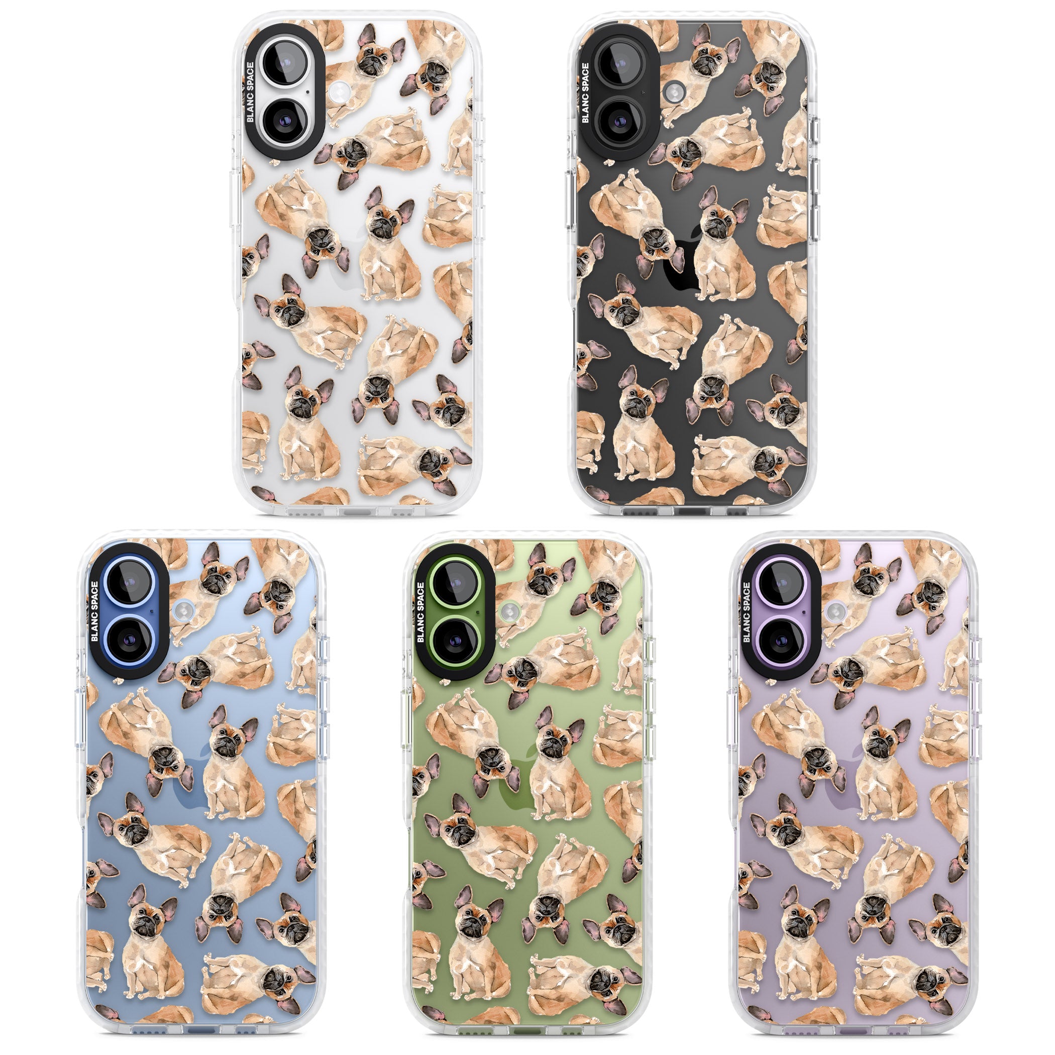 French Bulldog Watercolour Pattern iPhone 17 Impact Clear Phone Case APT Impact Protection