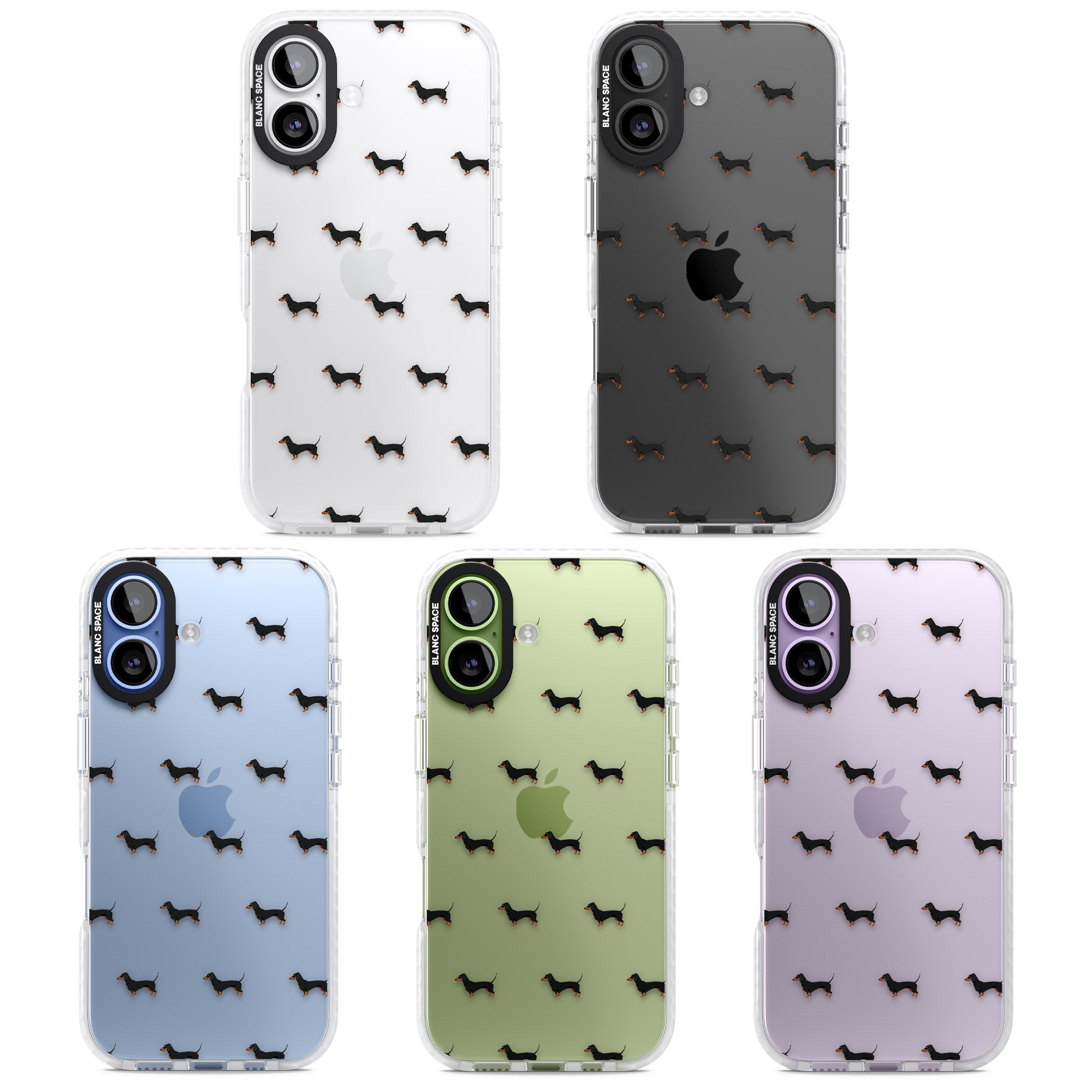 Dachshund Pattern Clear iPhone 17 Impact Clear Phone Case APT Impact Protection