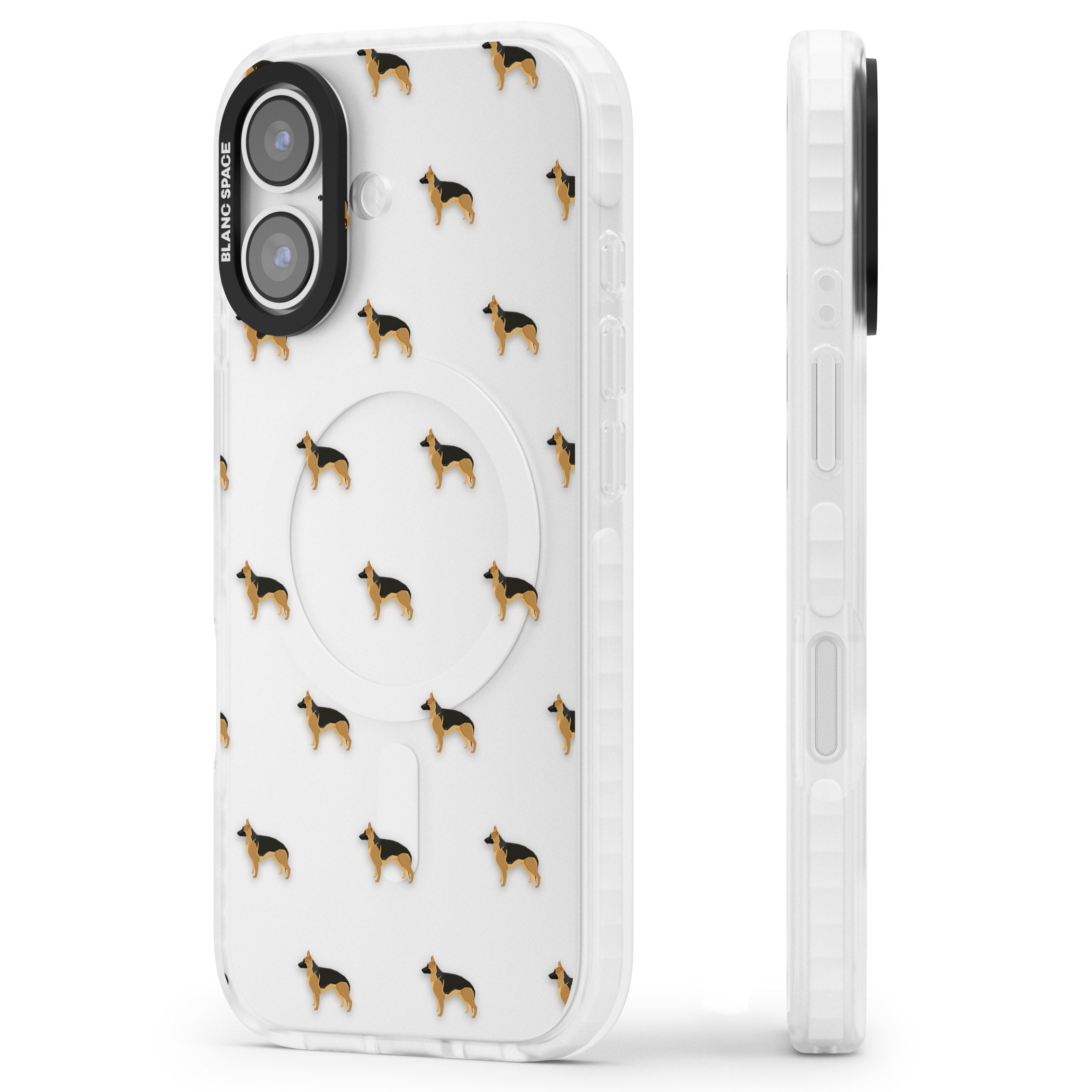 German Shepherd Pattern Clear iPhone 17 Impact Clear Phone Case Side Profile