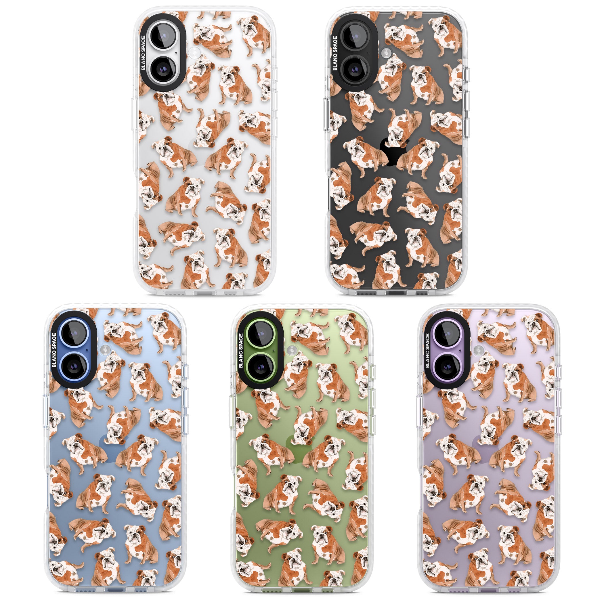 English Bulldog Watercolour Dog Pattern iPhone 17 Impact Clear Phone Case APT Impact Protection