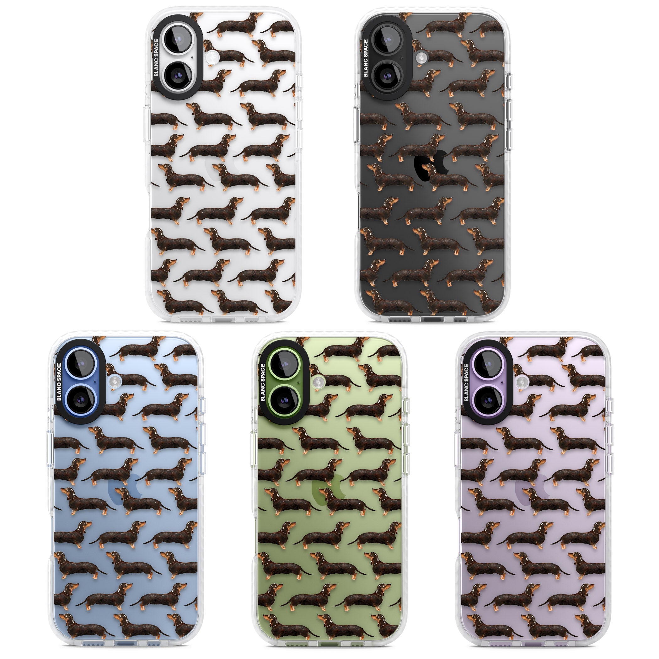 Dachshund Pattern Black Tan iPhone 17 Impact Clear Phone Case APT Impact Protection
