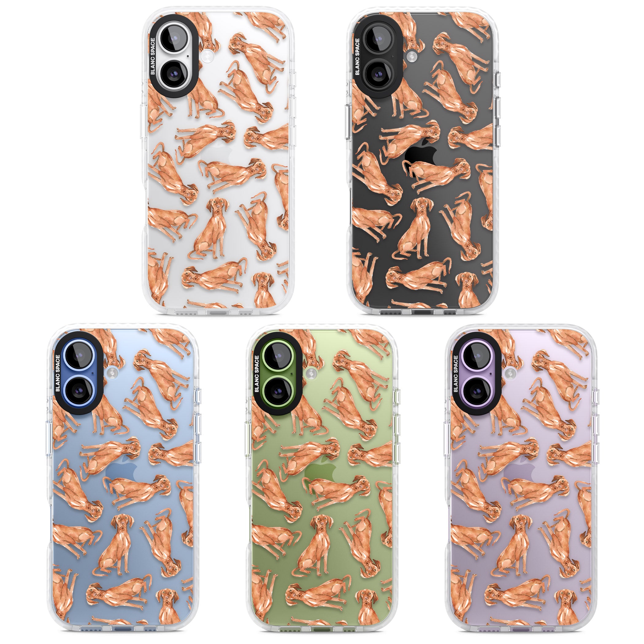 Hungarian Vizsla Watercolor Pattern iPhone 17 Impact Clear Phone Case APT Impact Protection