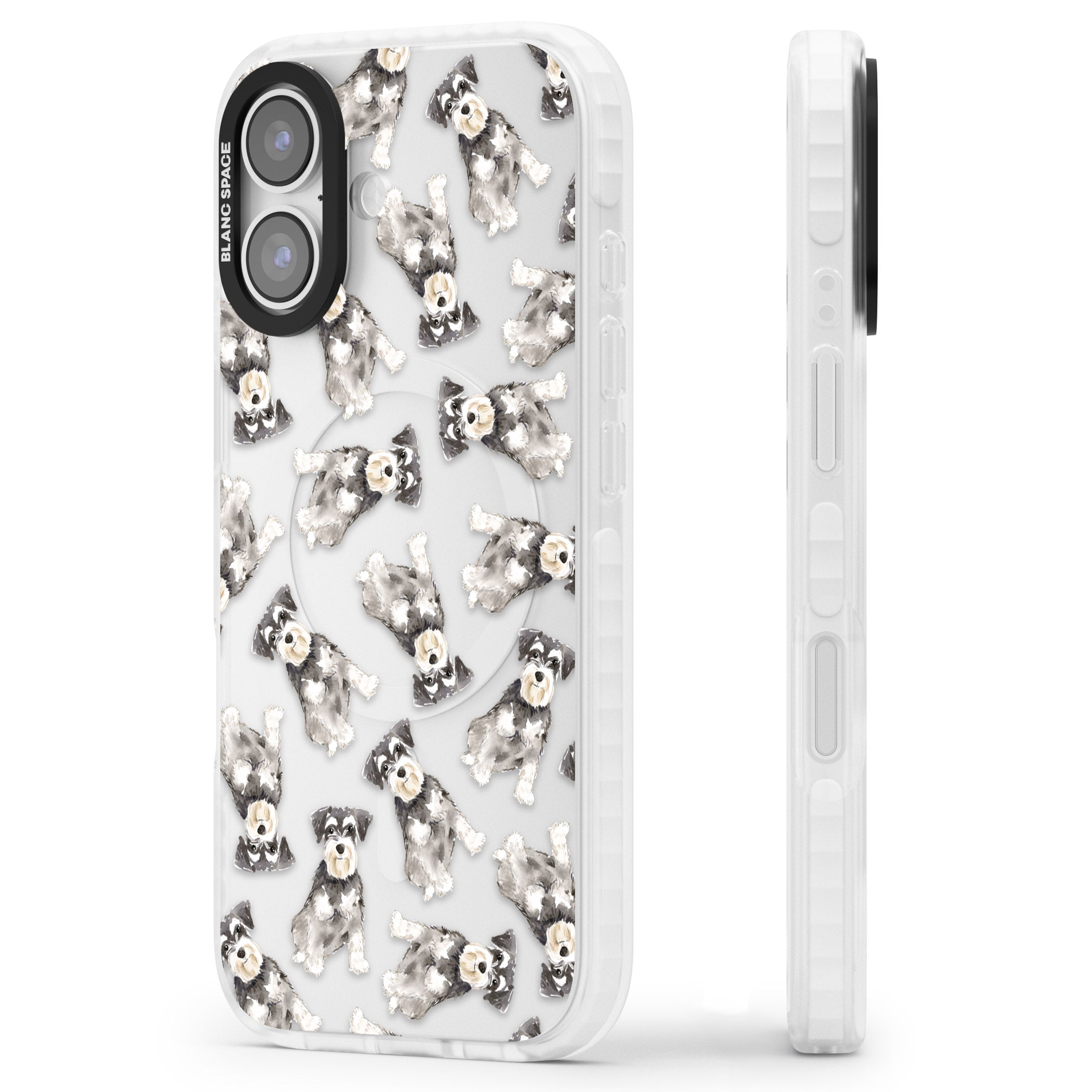 Miniature Schnauzer Watercolor iPhone 17 Impact Clear Phone Case Side Profile