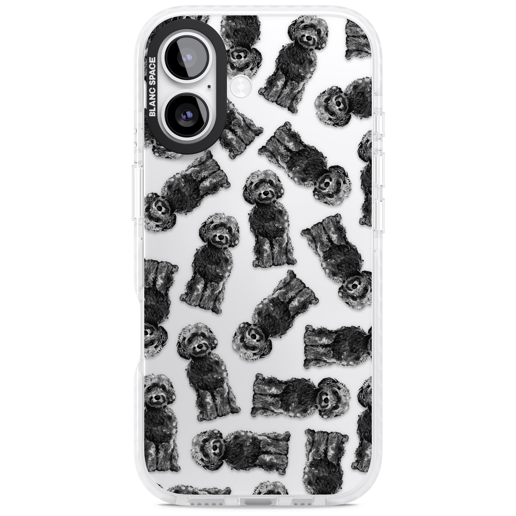 Black Cockapoo Watercolor iPhone 17 Impact Clear Phone Case
