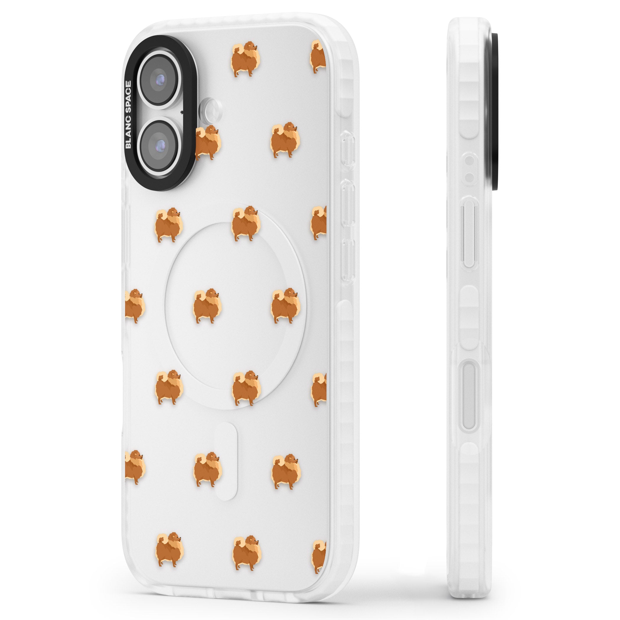 Pomeranian Delight iPhone 17 Impact Clear Phone Case Side Profile