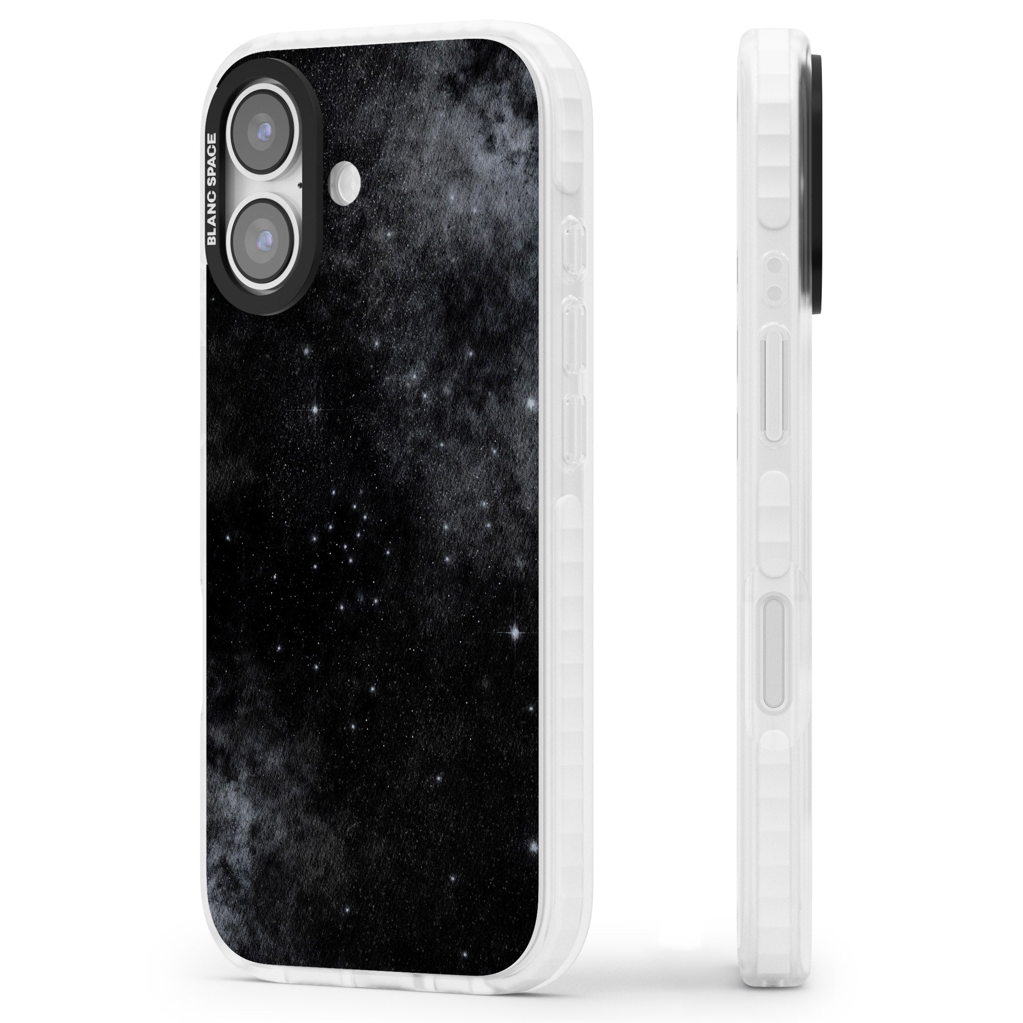 Night Sky Galaxies: Shimmering Stars iPhone 17 Impact Clear Phone Case Side Profile