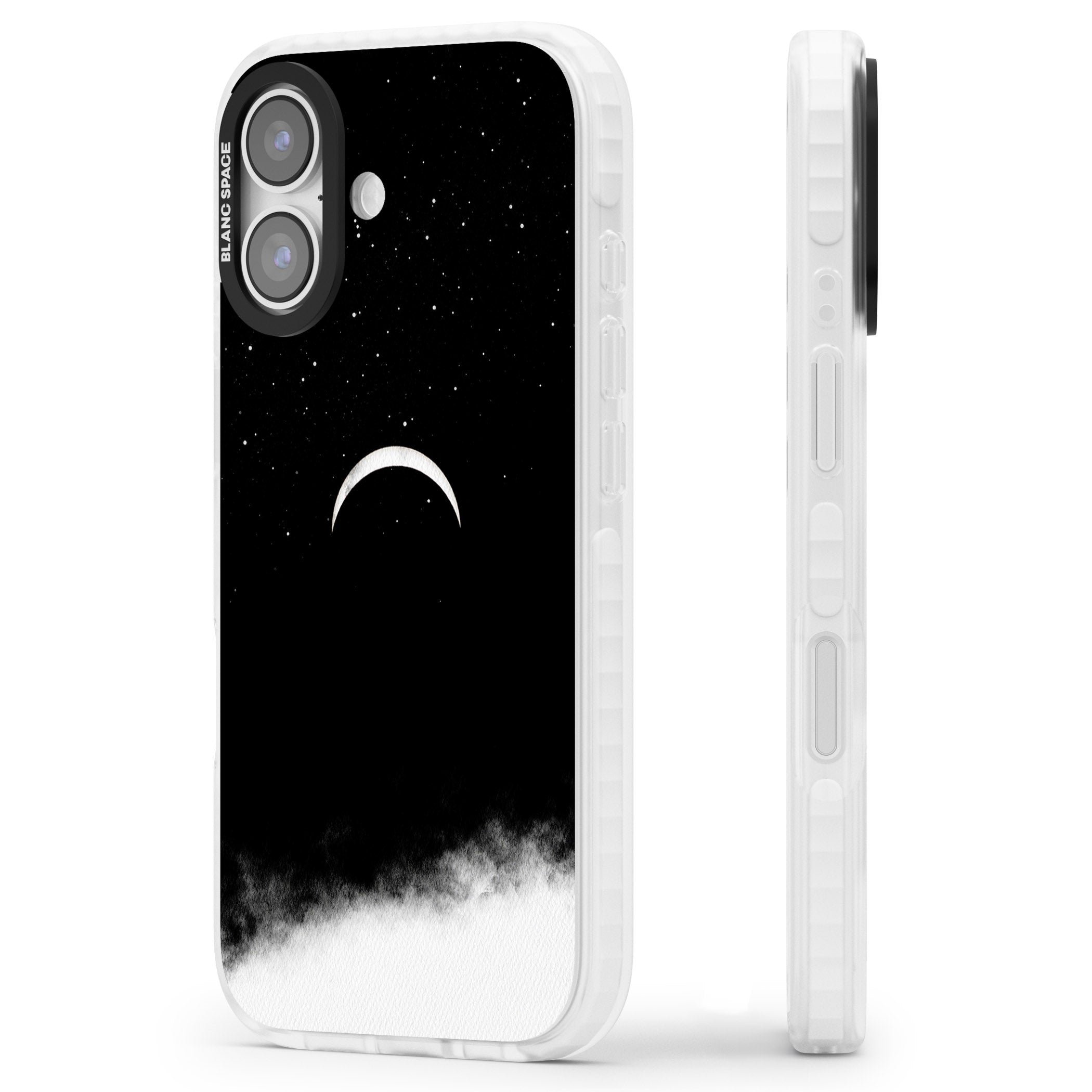 Crescent Moon Night Sky iPhone 17 Impact Clear Phone Case Side Profile