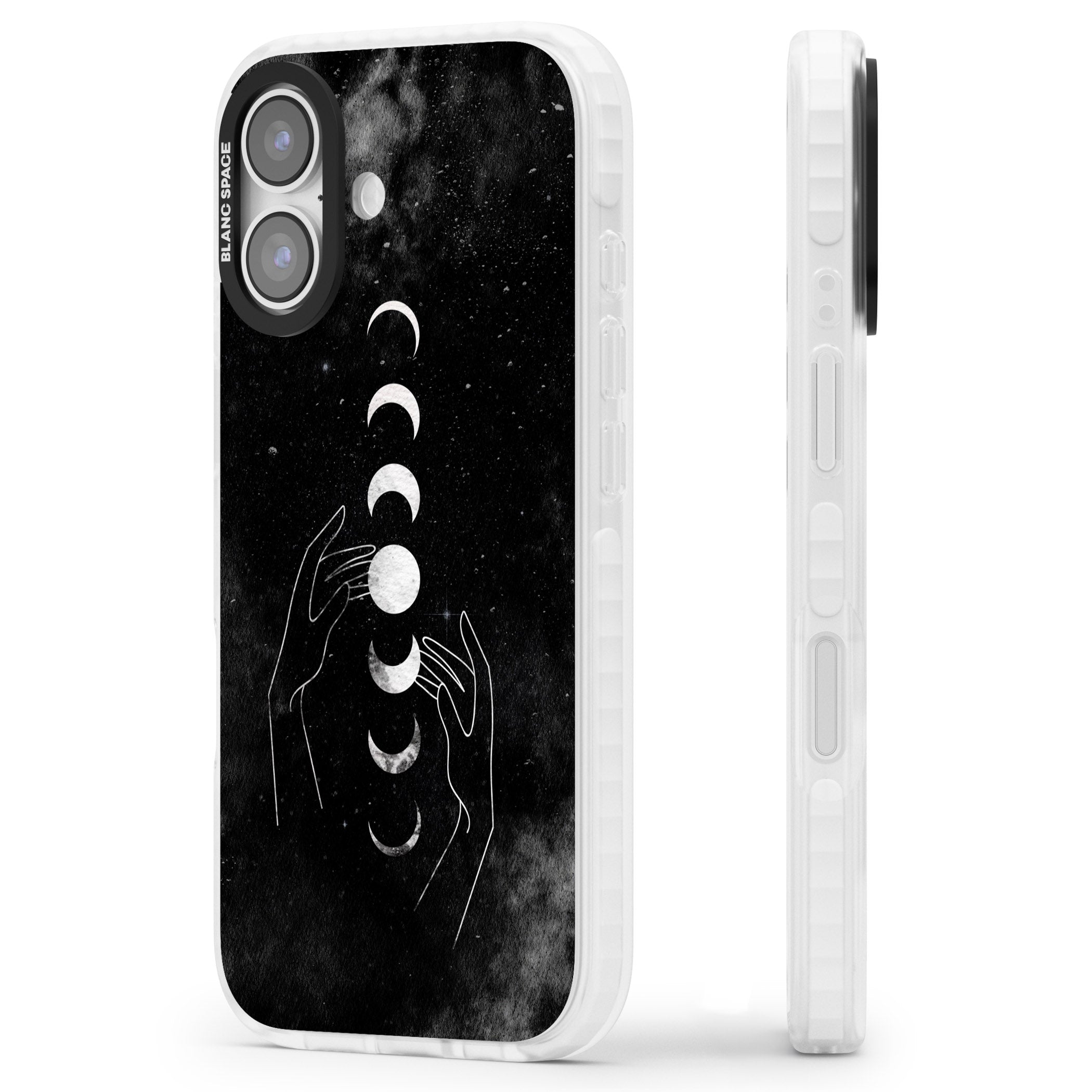 Moon Phases Hands iPhone 17 Impact Clear Phone Case Side Profile