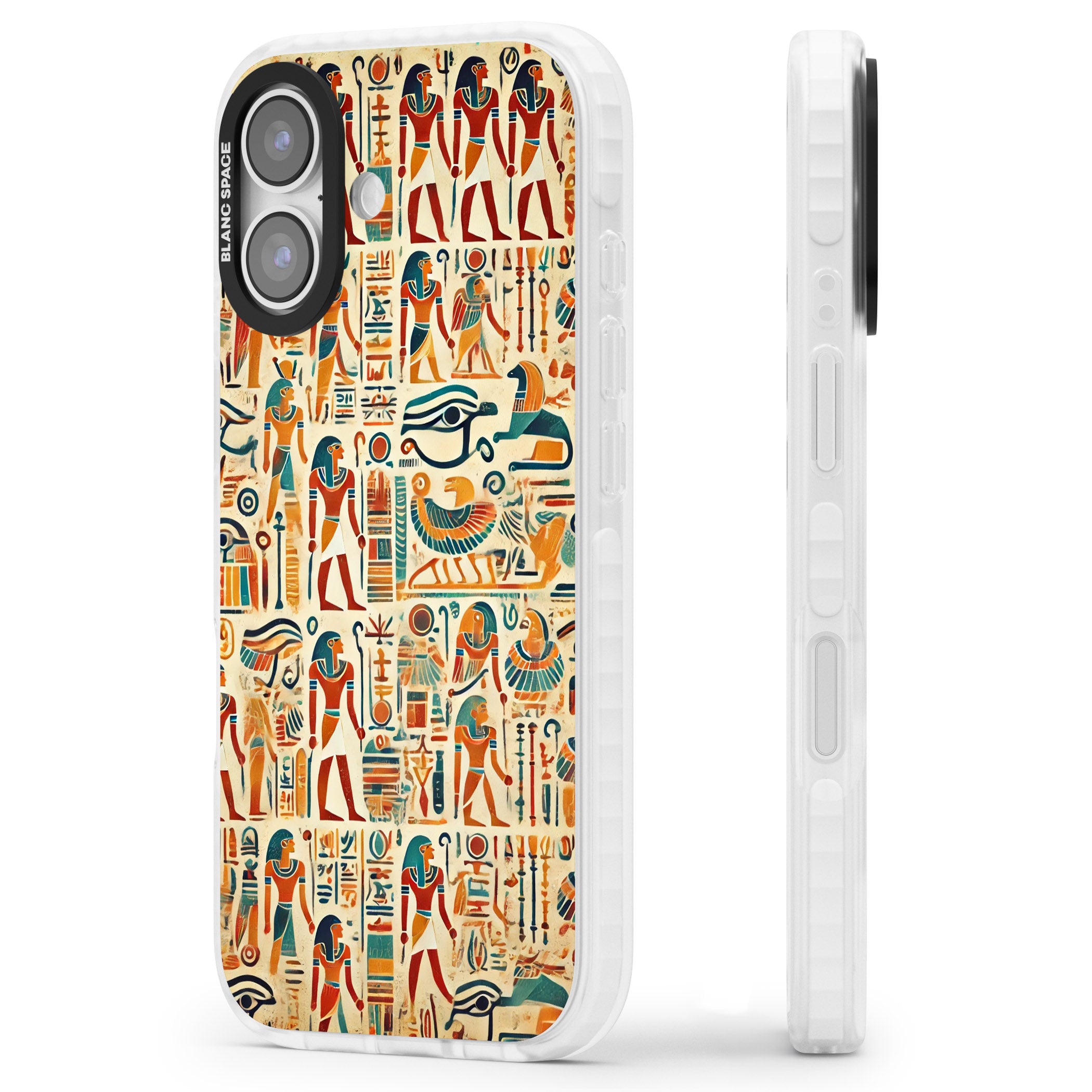Egyptian Heiroglyphics iPhone 17 Impact Clear Phone Case Side Profile