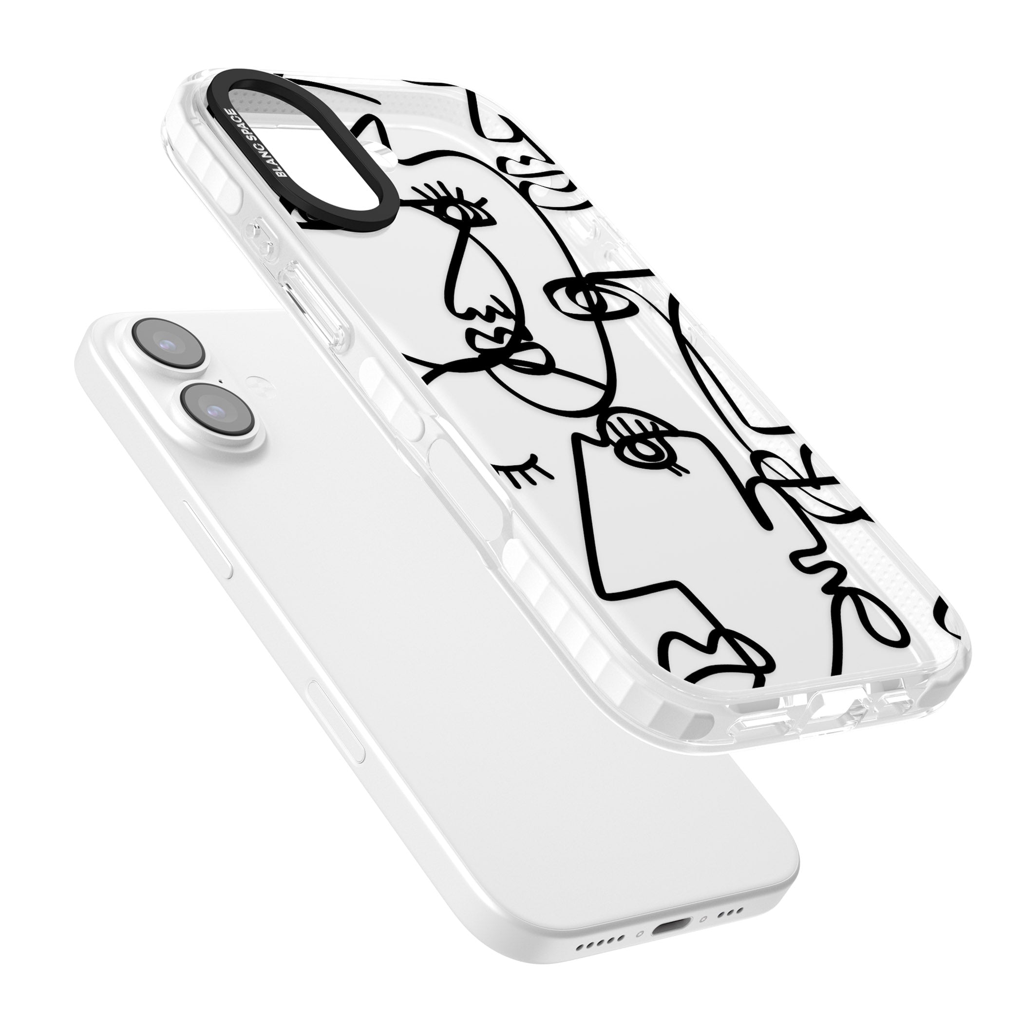 Abstract Line Art Black Clear iPhone 17 Impact Clear Phone Case Colours