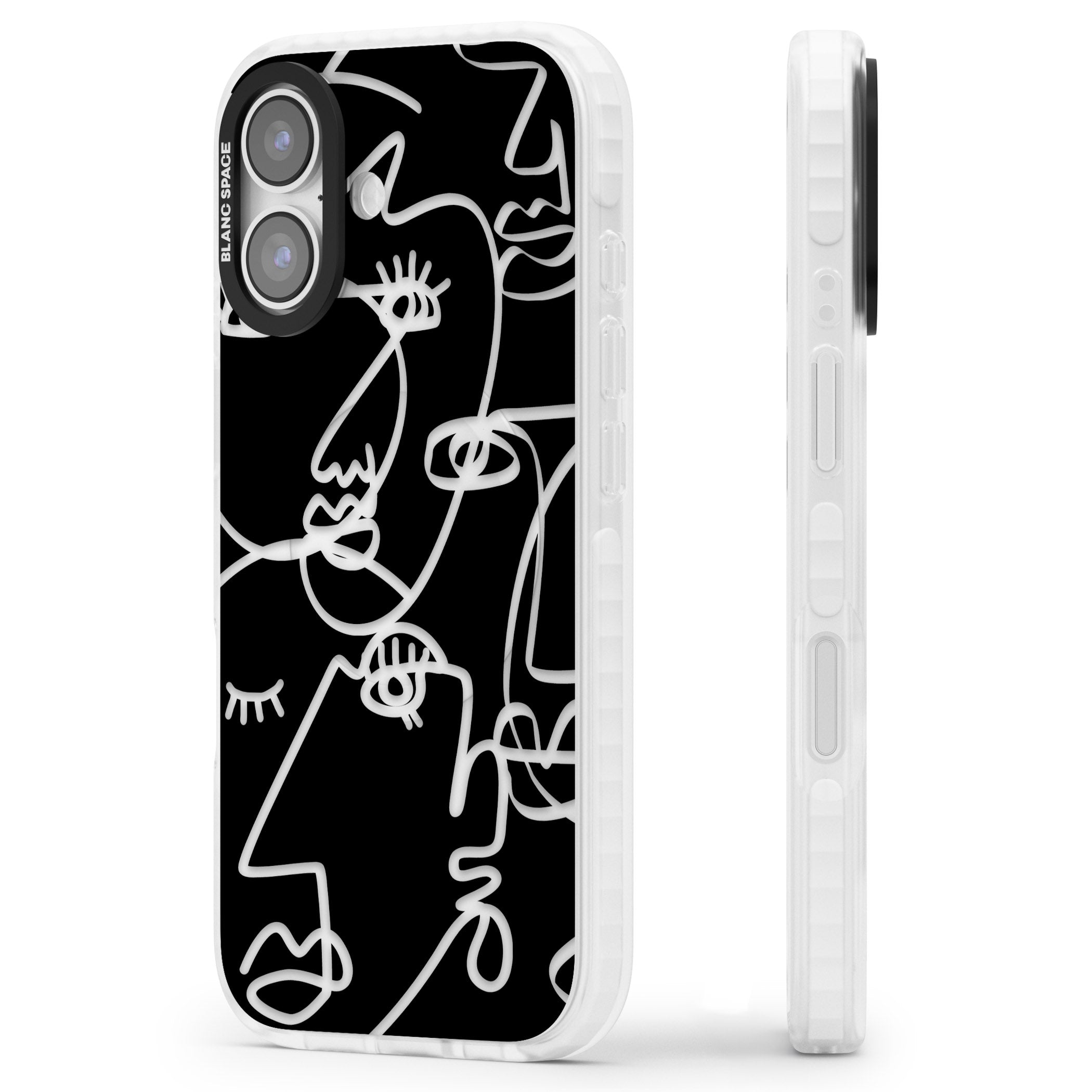 Abstract Line Art Clear Black iPhone 17 Impact Clear Phone Case Side Profile