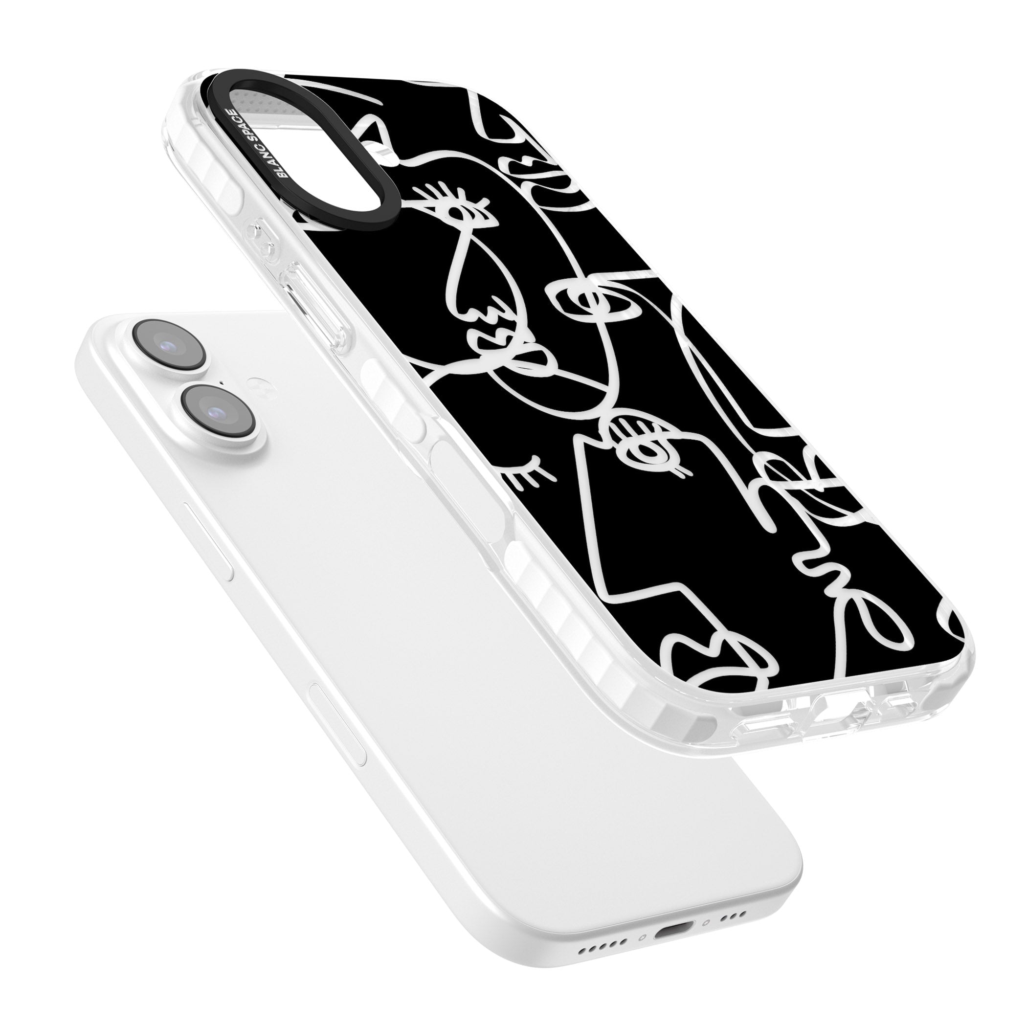Abstract Line Art Clear Black iPhone 17 Impact Clear Phone Case Colours