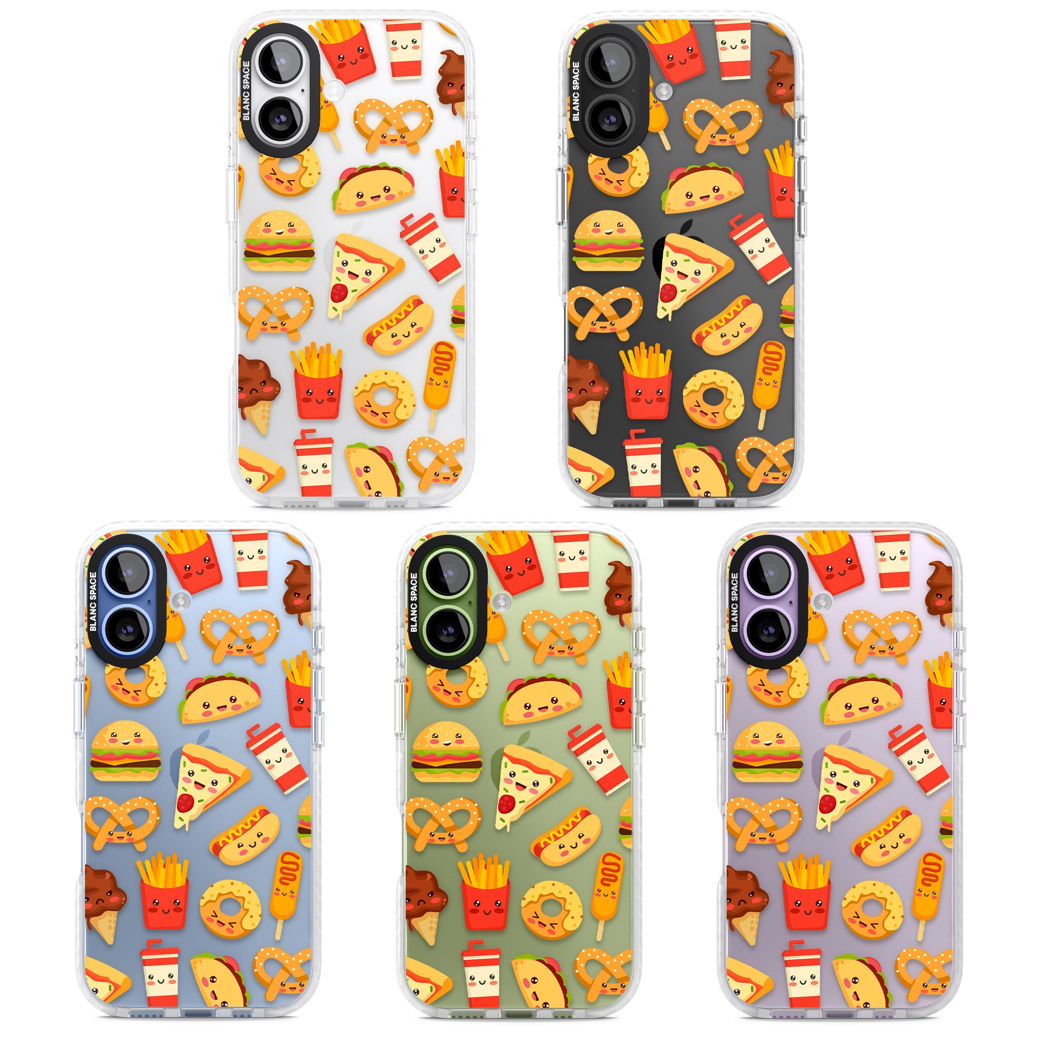 Fast Food Patterns Kawaii Fast Food Mix iPhone 17 Impact Clear Phone Case APT Impact Protection