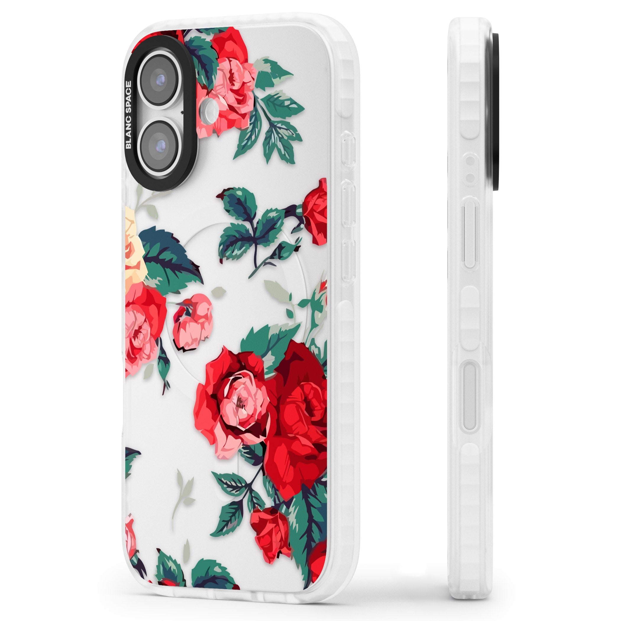 Rose Pattern iPhone 17 Impact Clear Phone Case Side Profile