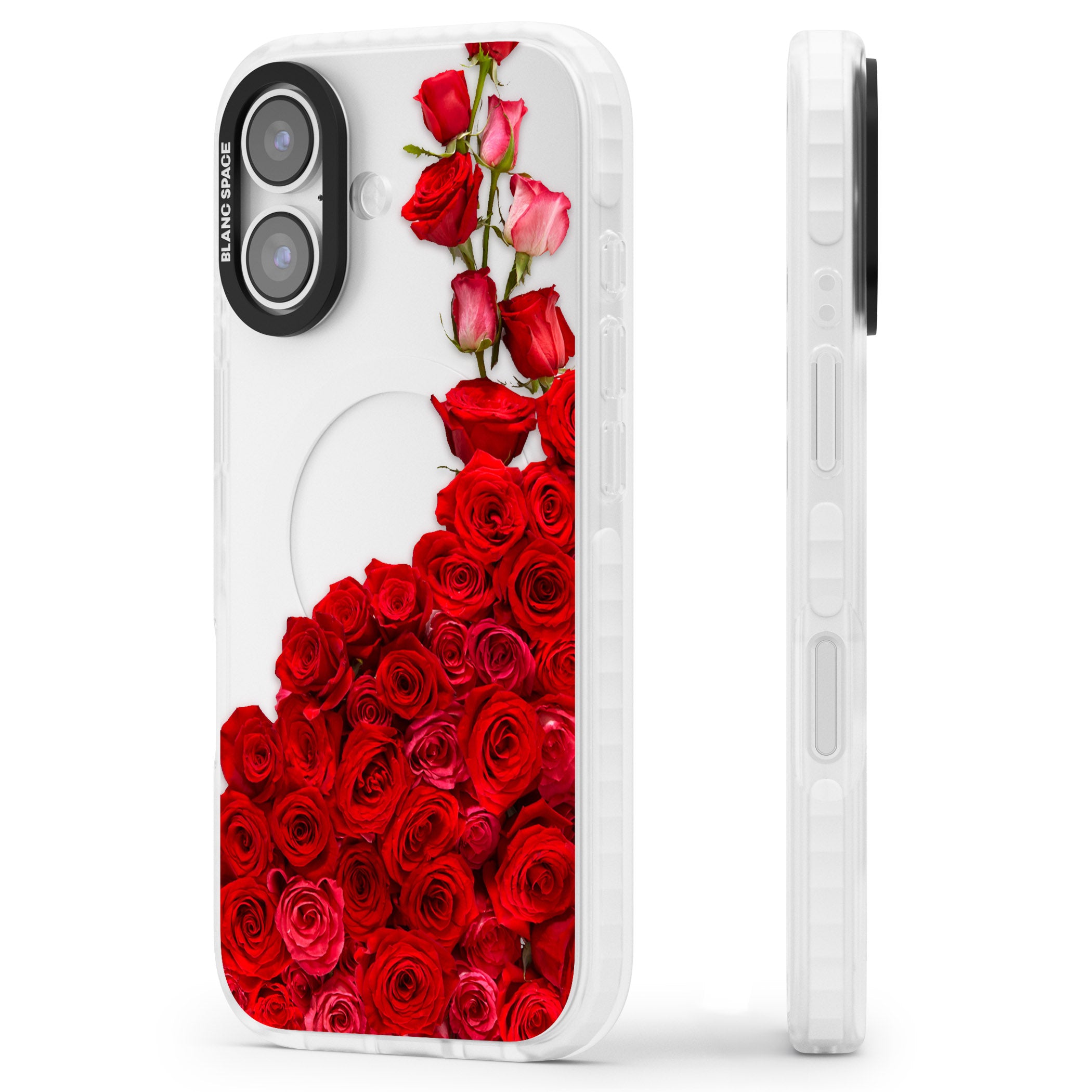 Floral Roses iPhone 17 Impact Clear Phone Case Side Profile