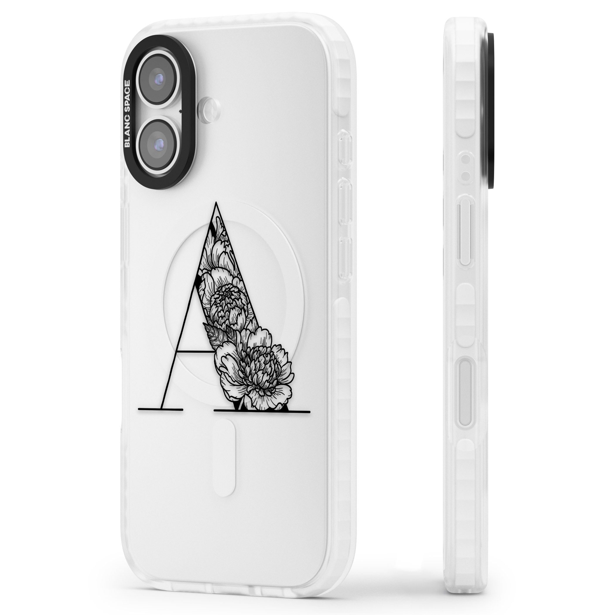 Personalised Floral Monogram iPhone 17 Impact Clear Phone Case Side Profile