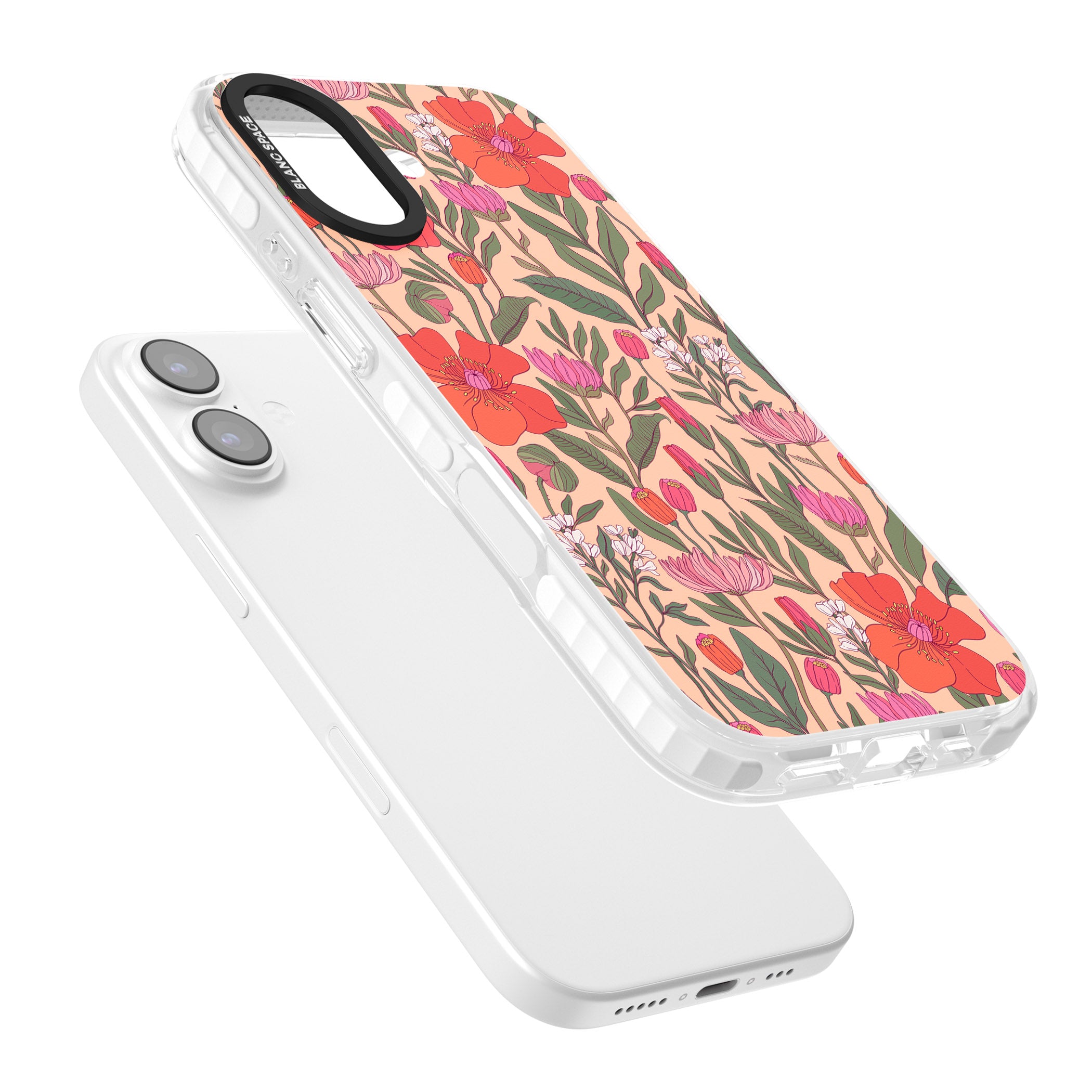 Peachy Floral Background iPhone 17 Impact Clear Phone Case Colours
