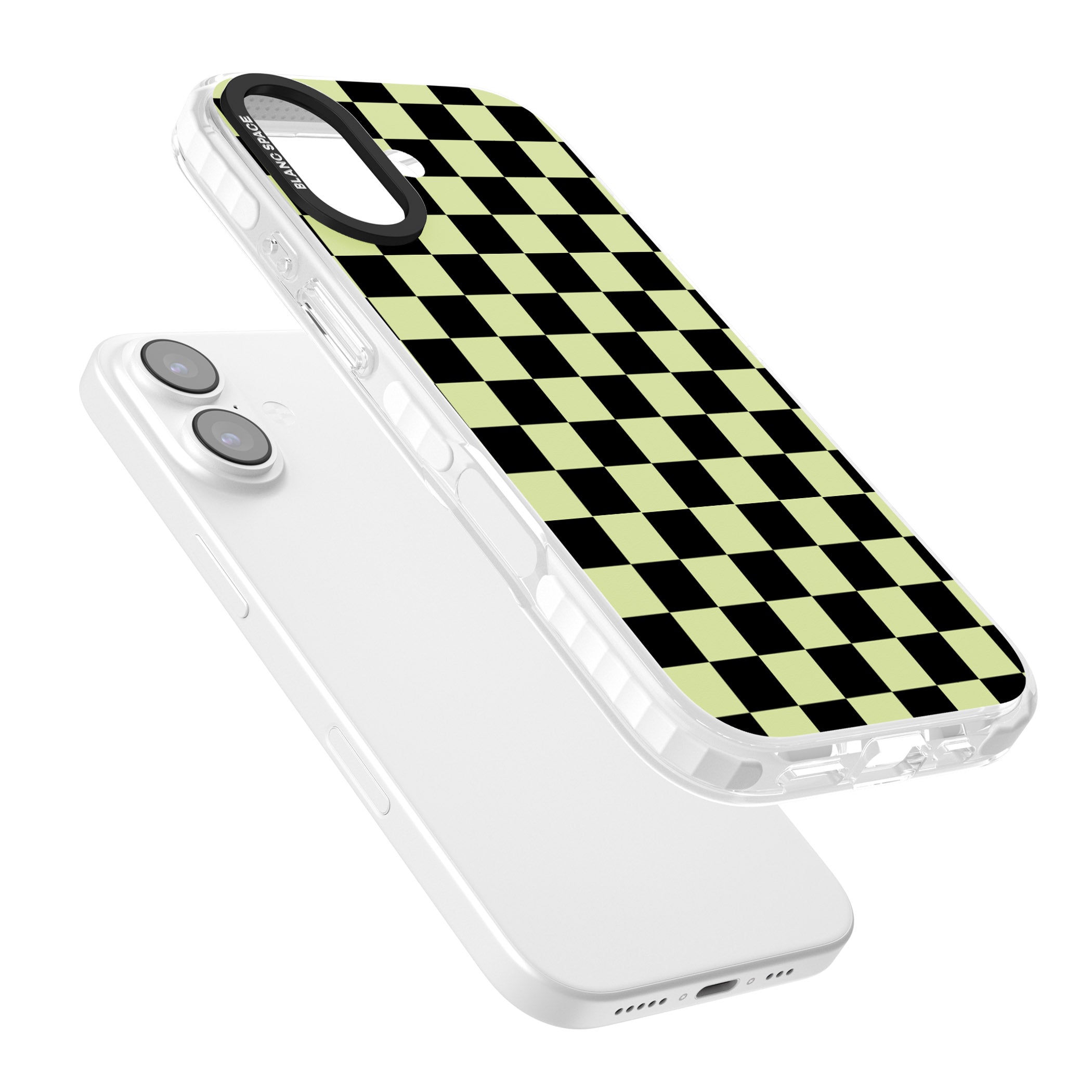 Black & Lime Check iPhone 17 Impact Clear Phone Case Colours