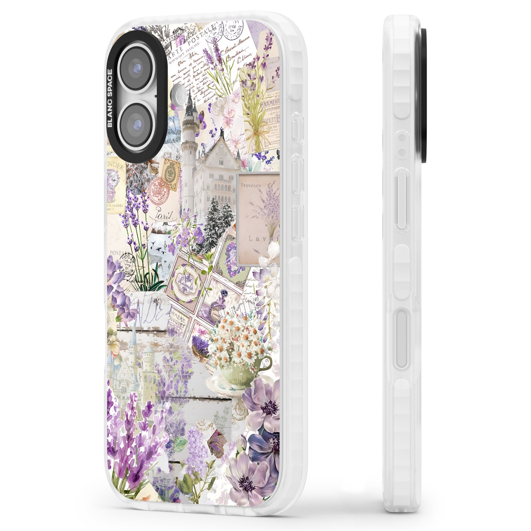 Soft Lavender Collage iPhone 17 Impact Clear Phone Case Side Profile