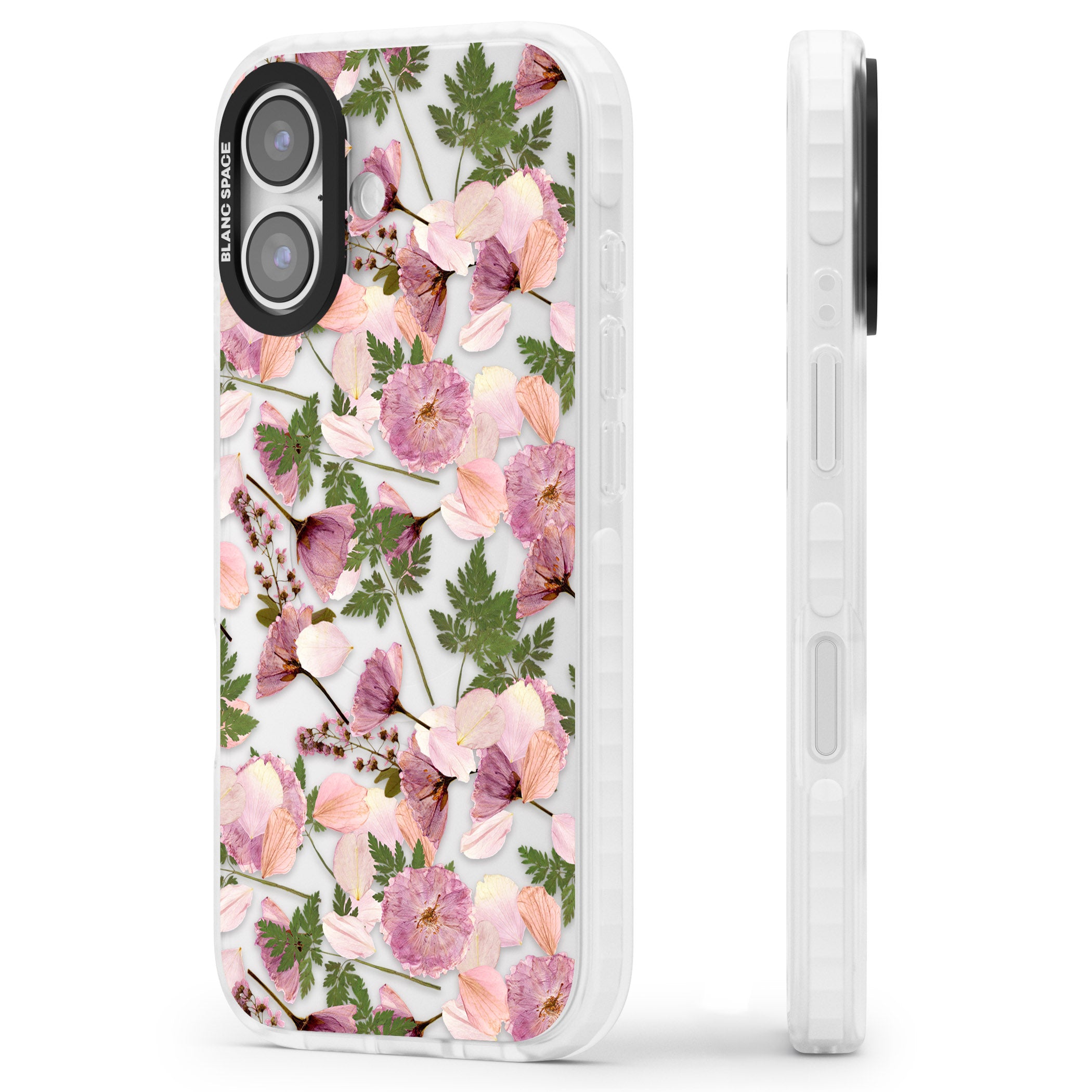 Pink Floral Appreciation iPhone 17 Impact Clear Phone Case Side Profile