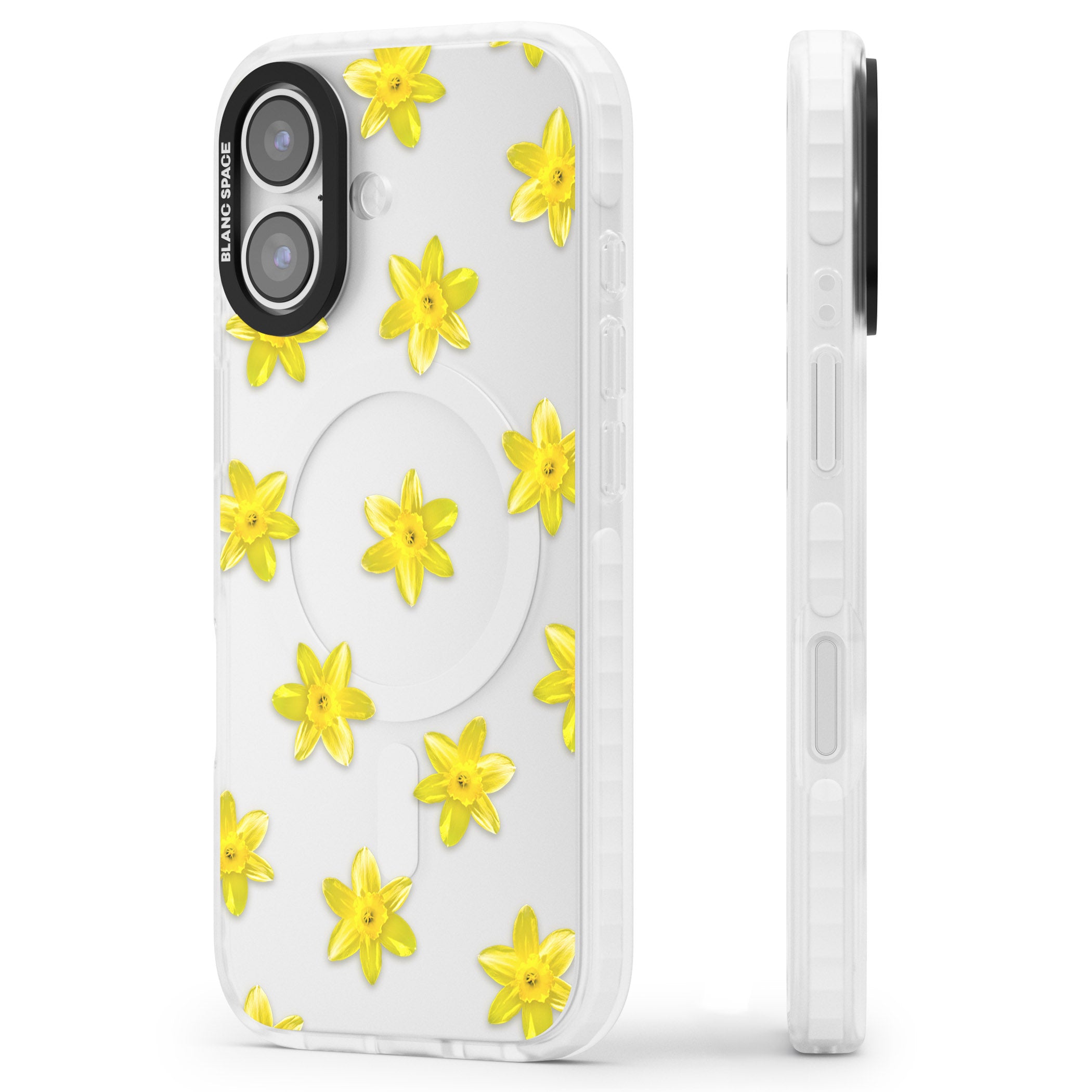 Daffodils Transparent Pattern iPhone 17 Impact Clear Phone Case Side Profile