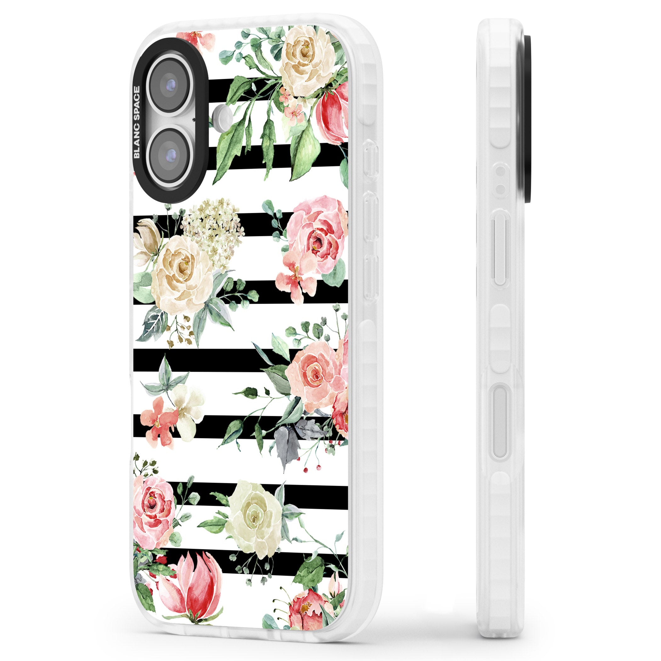 Floral Stripes iPhone 17 Impact Clear Phone Case Side Profile