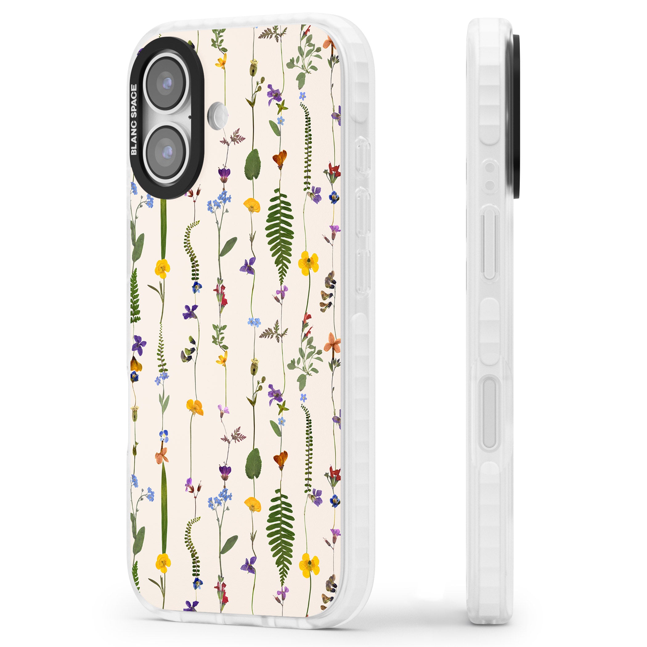 Wildflower Vertical iPhone 17 Impact Clear Phone Case Side Profile