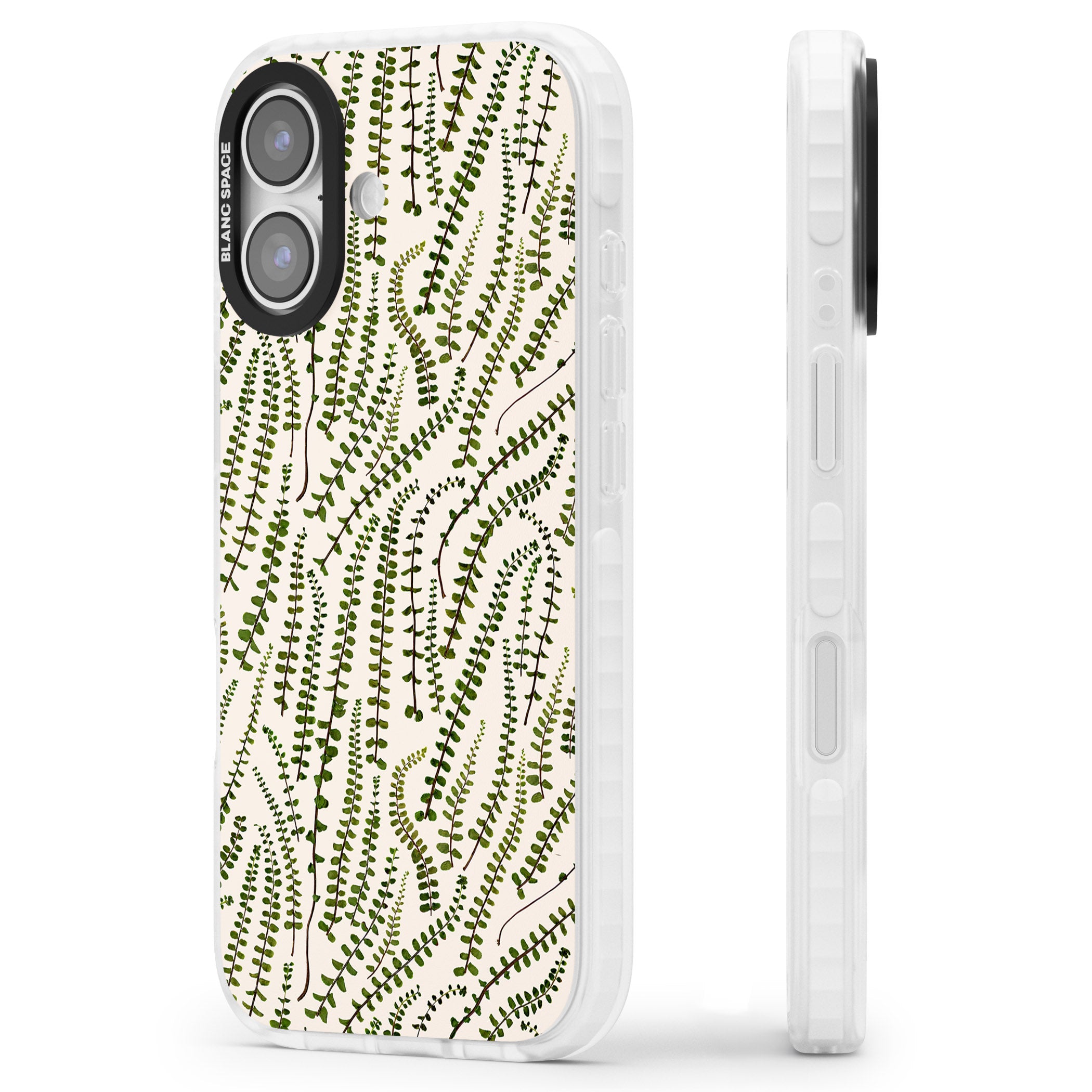 Fern Leaf Pattern iPhone 17 Impact Clear Phone Case Side Profile