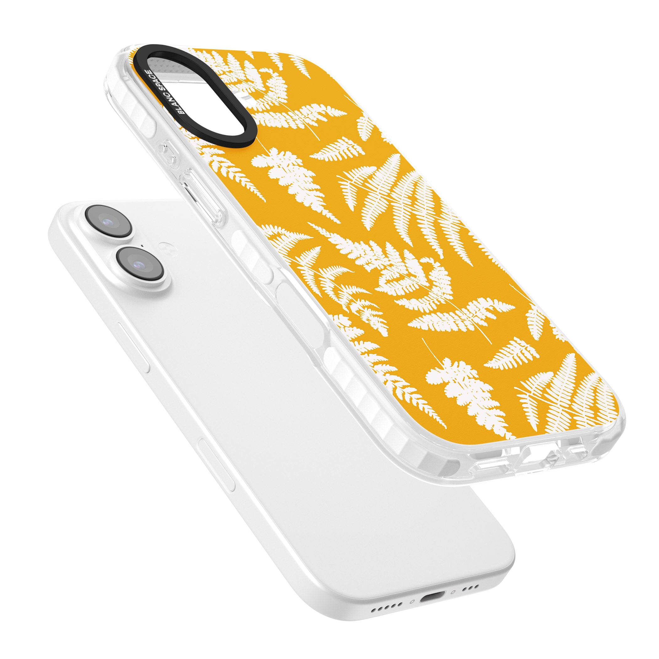 Fern Pattern On Yellow iPhone 17 Impact Clear Phone Case Colours