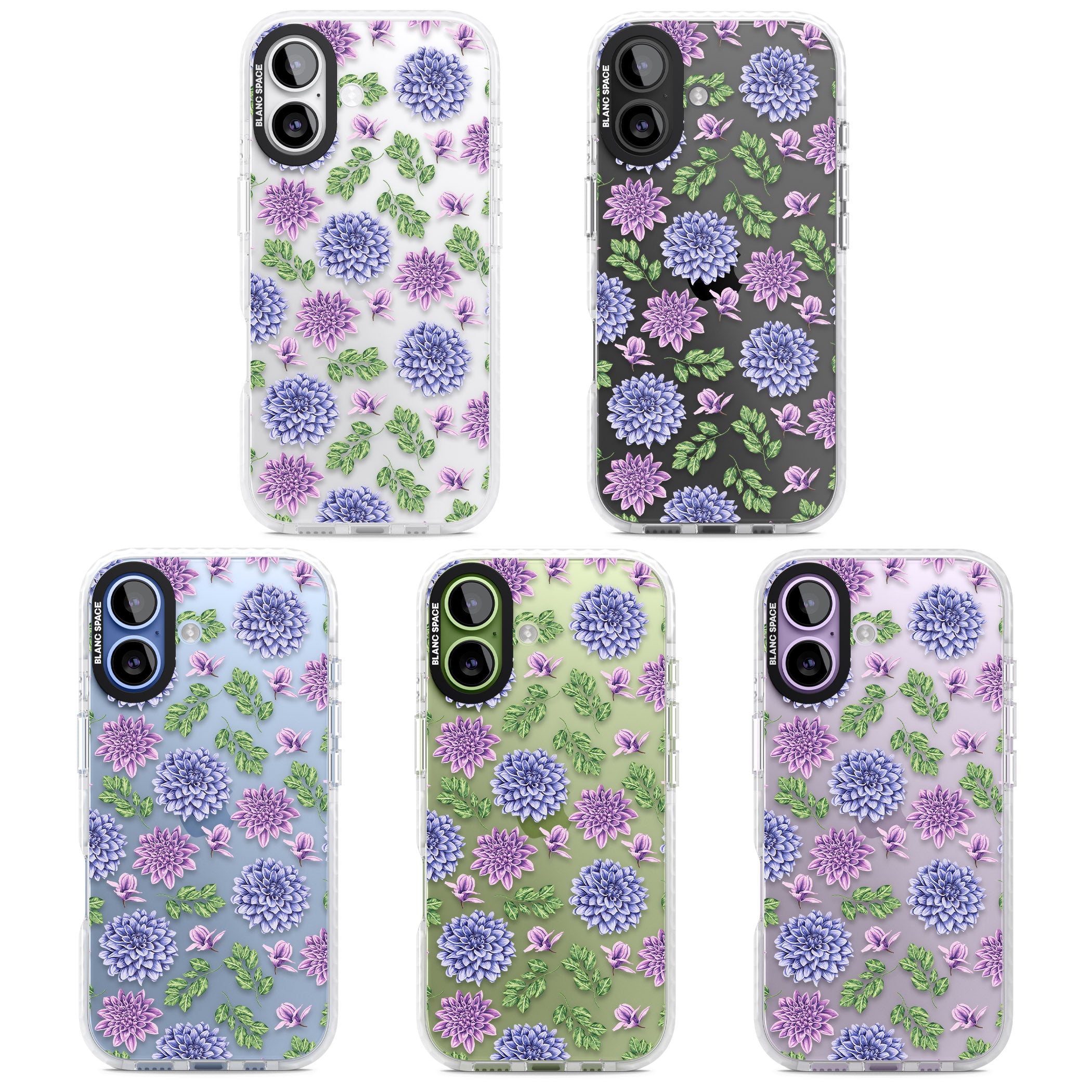 Purple Dahlias Floral iPhone 17 Impact Clear Phone Case APT Impact Protection
