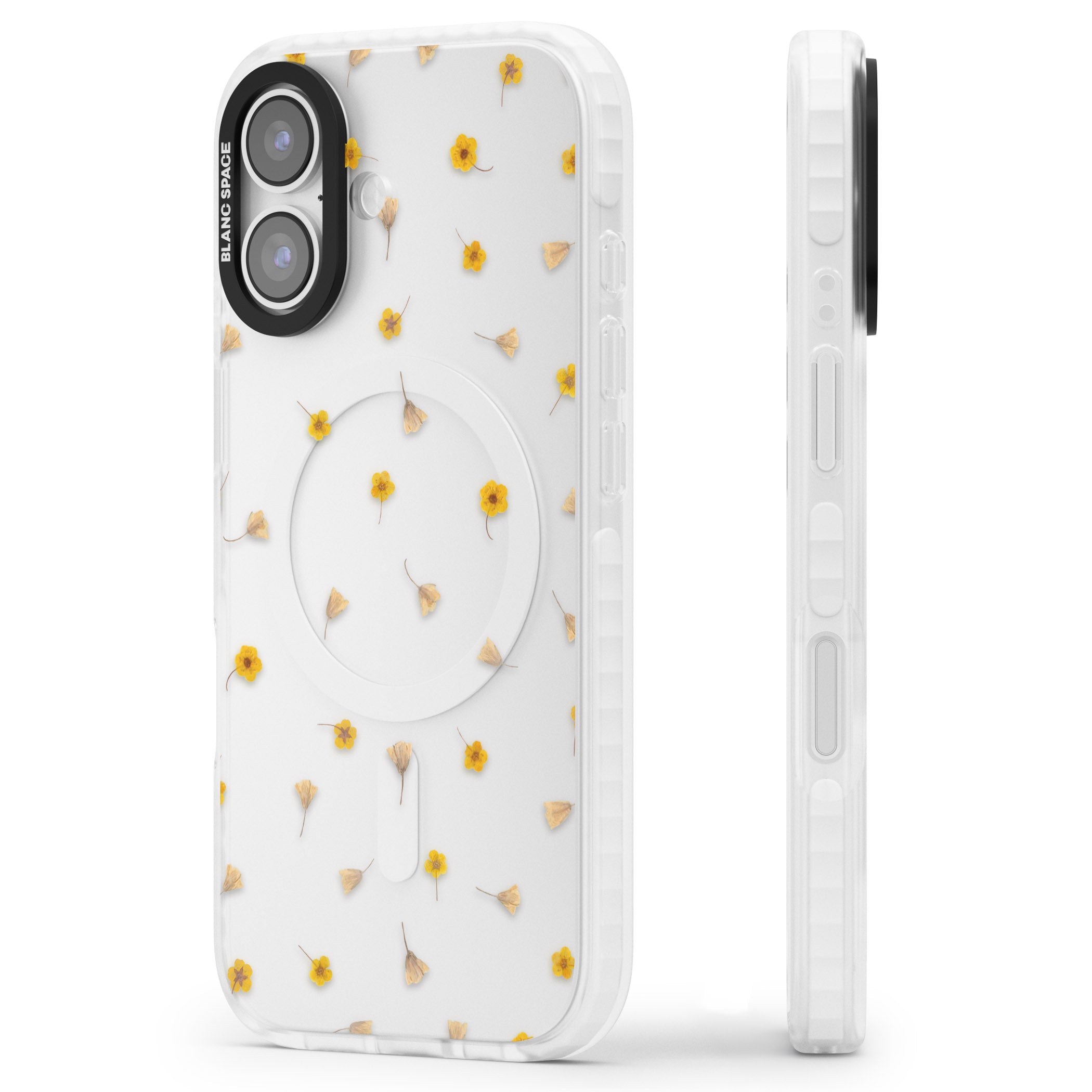 Tiny Yellow Flower iPhone 17 Impact Clear Phone Case Side Profile