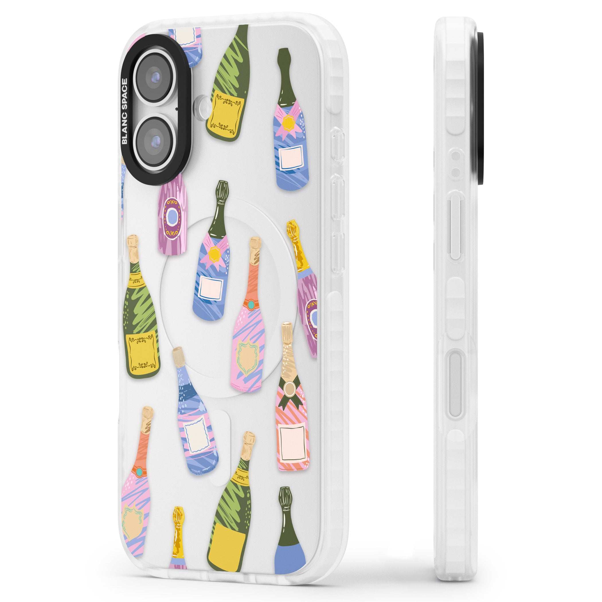 Champagne Pattern iPhone 17 Impact Clear Phone Case Side Profile