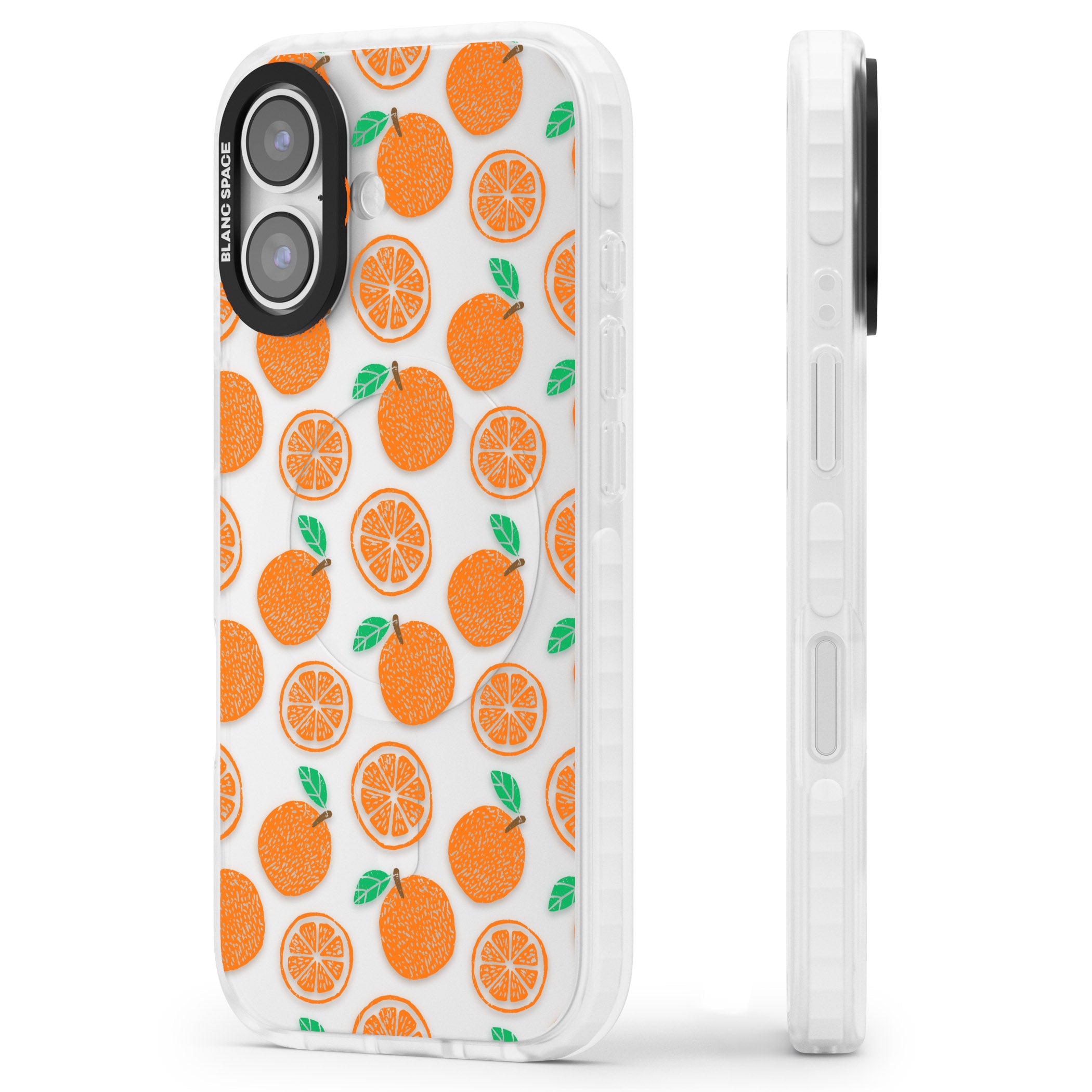 Orange Pattern iPhone 17 Impact Clear Phone Case Side Profile