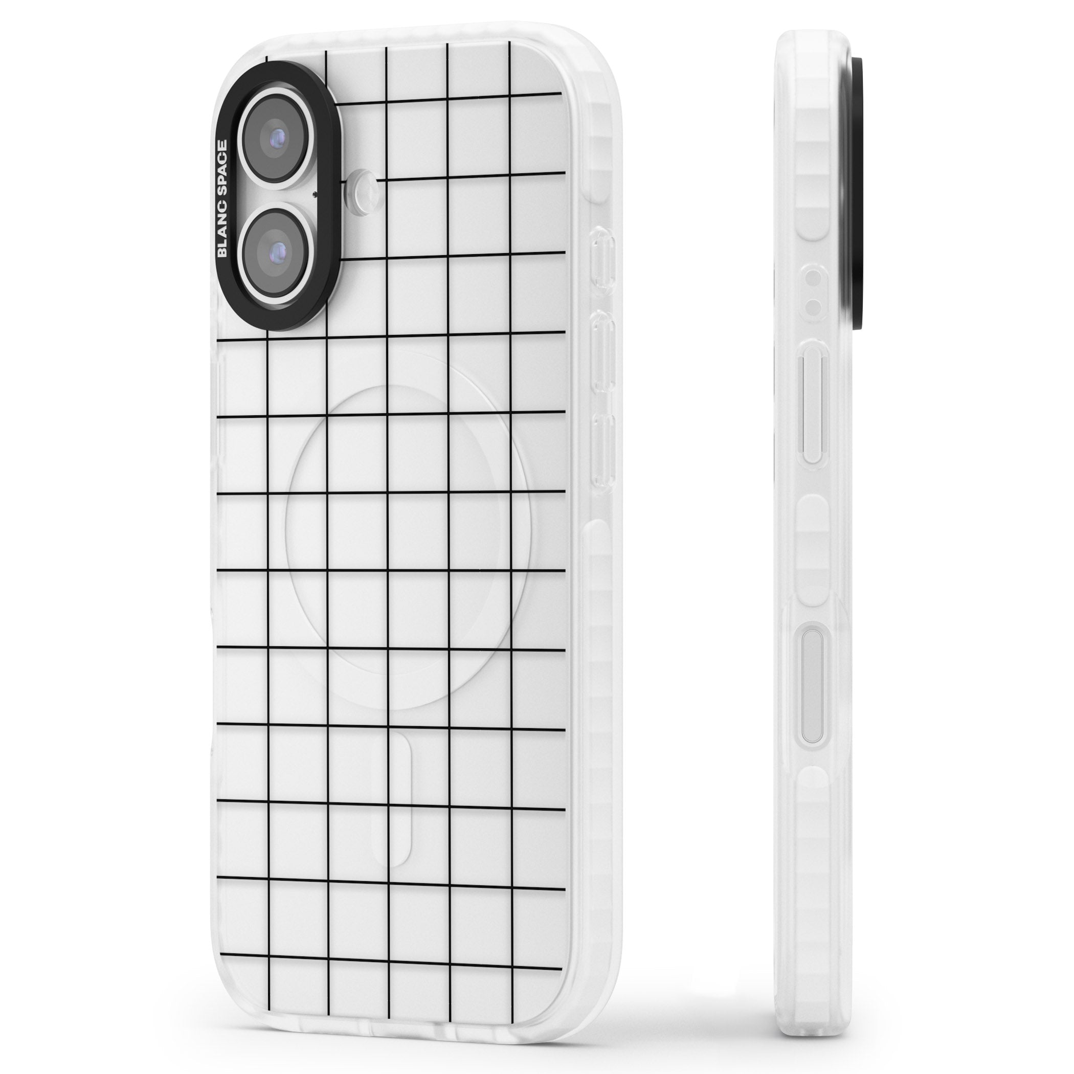 Simplistic Large Grid iPhone 17 Impact Clear Phone Case Side Profile